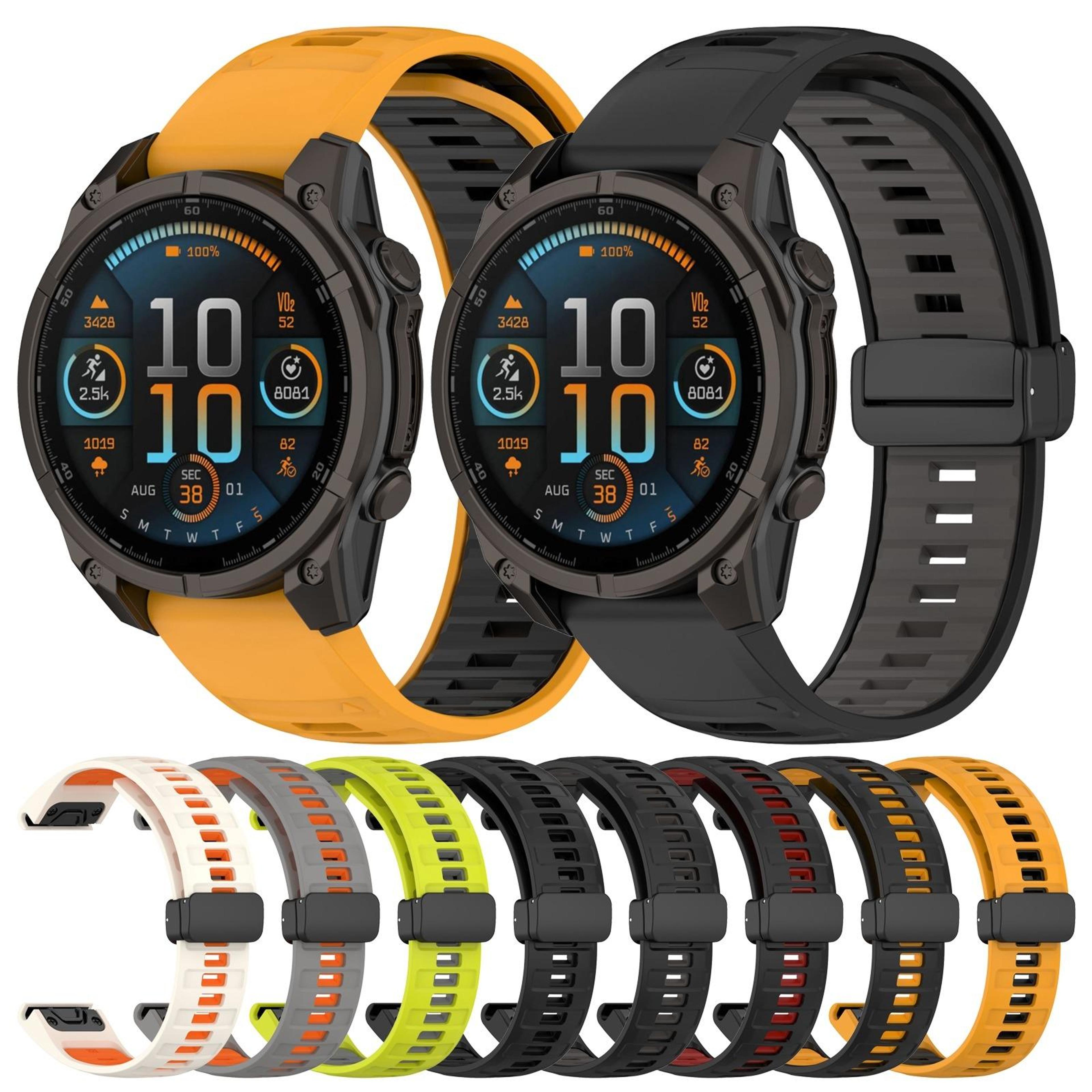 Garmin Fenix 8 AMOLED 47mm Magnetic Silicone Watch Band Two Color Quick Release Replacement Strap 8