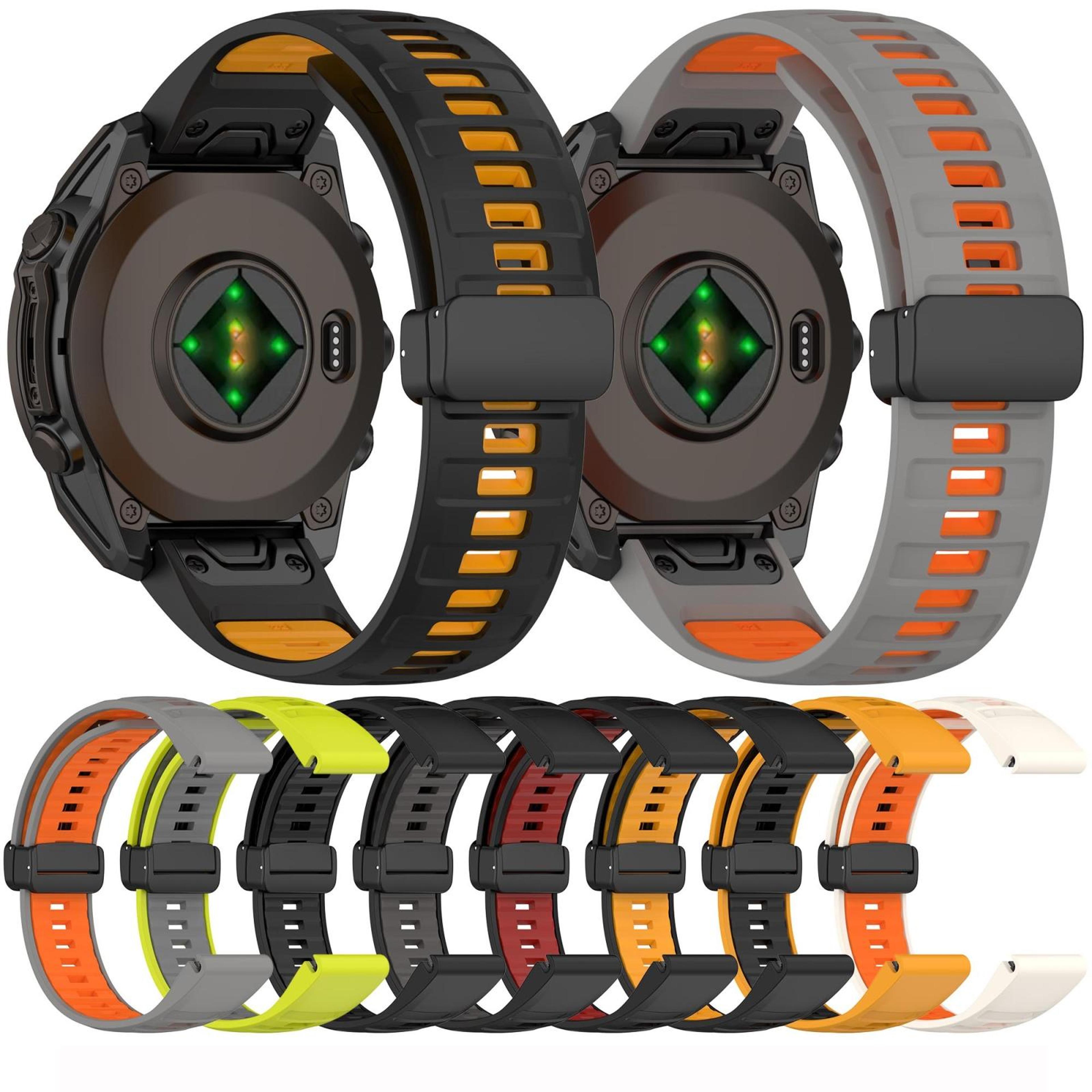 Garmin Fenix 8 AMOLED 47mm Magnetic Silicone Watch Band Two Color Quick Release Replacement Strap 9