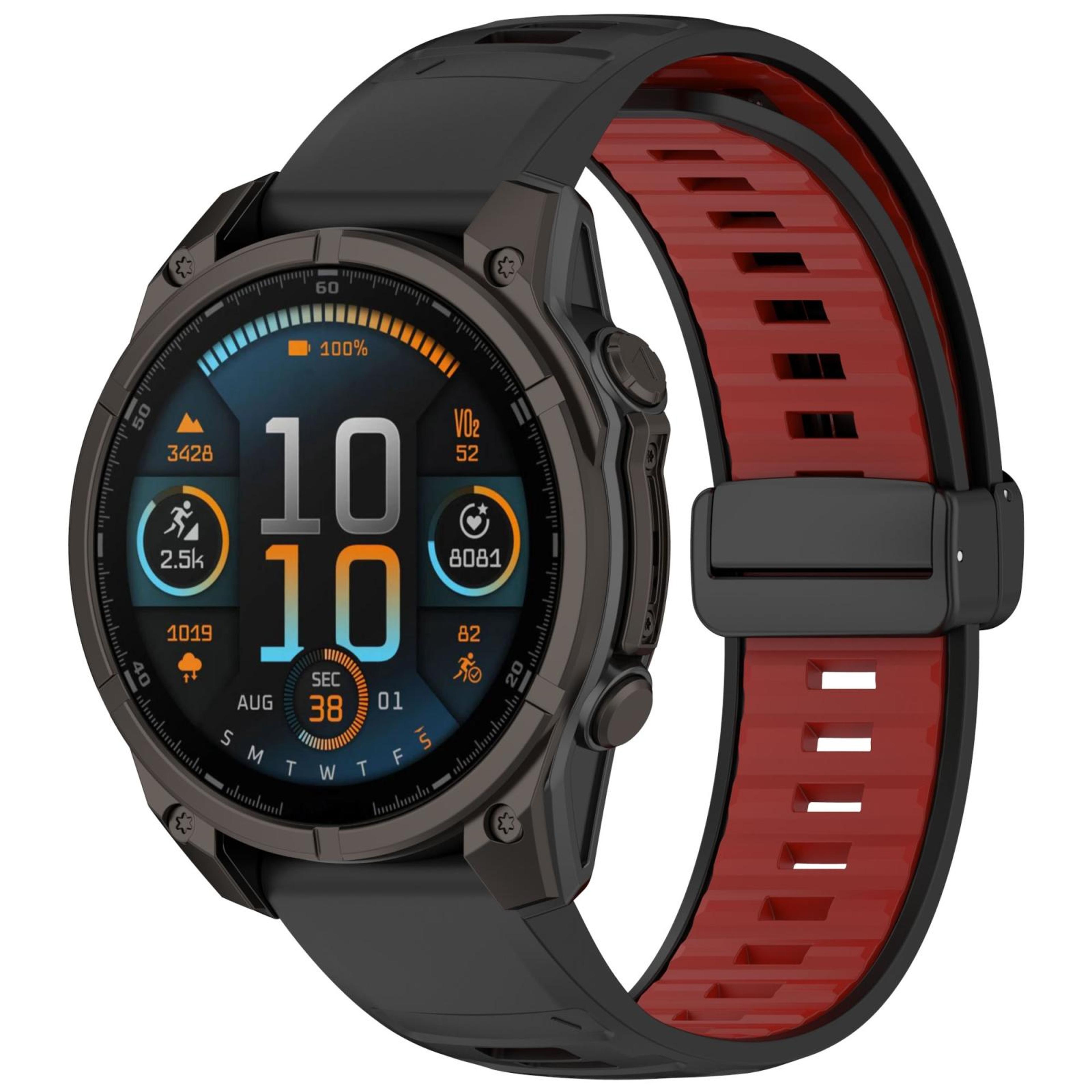 Garmin Fenix 8 AMOLED 47mm Magnetic Silicone Watch Band Two Color Quick Release Replacement Strap 7