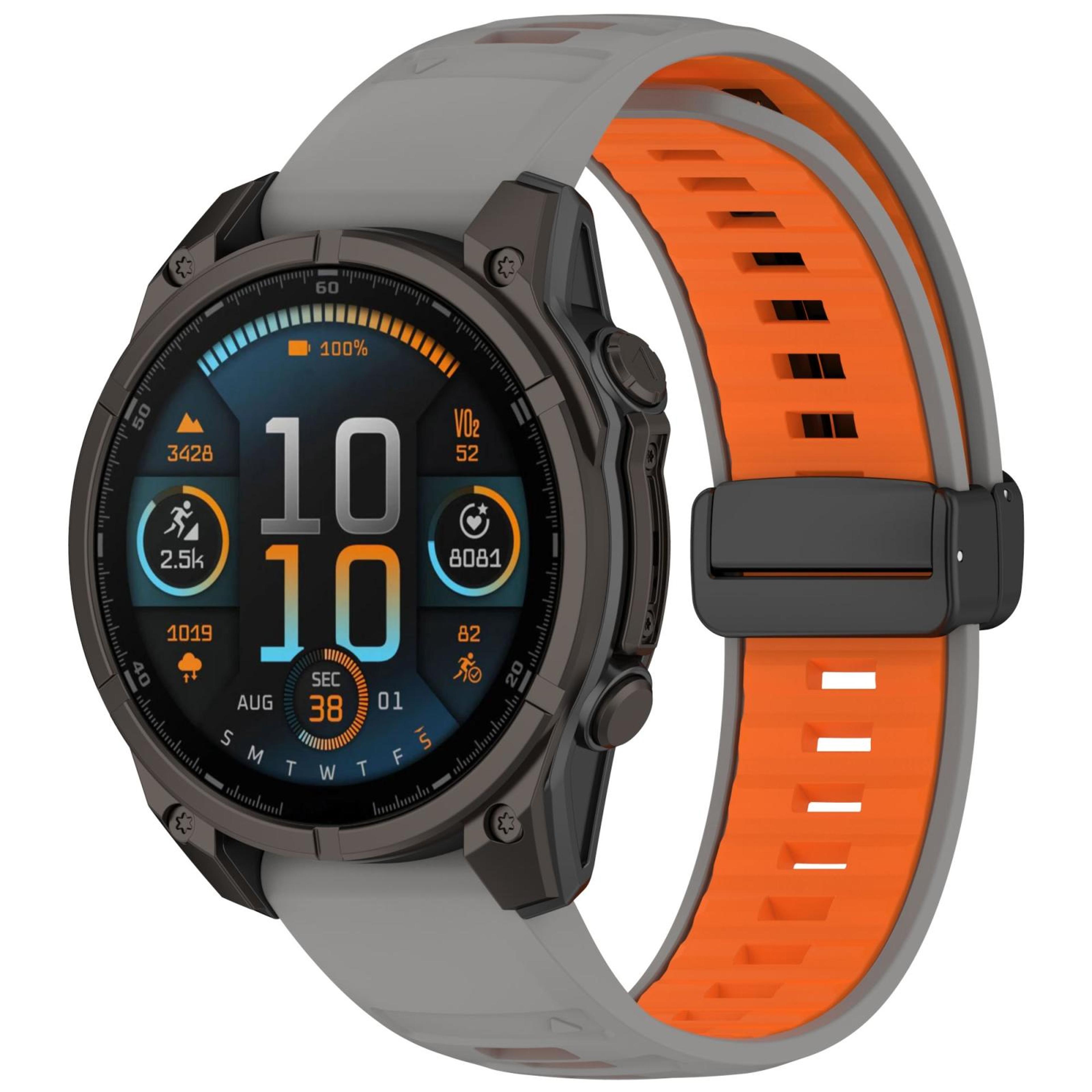 Garmin Fenix 8 AMOLED 47mm Magnetic Silicone Watch Band Two Color Quick Release Replacement Strap 13