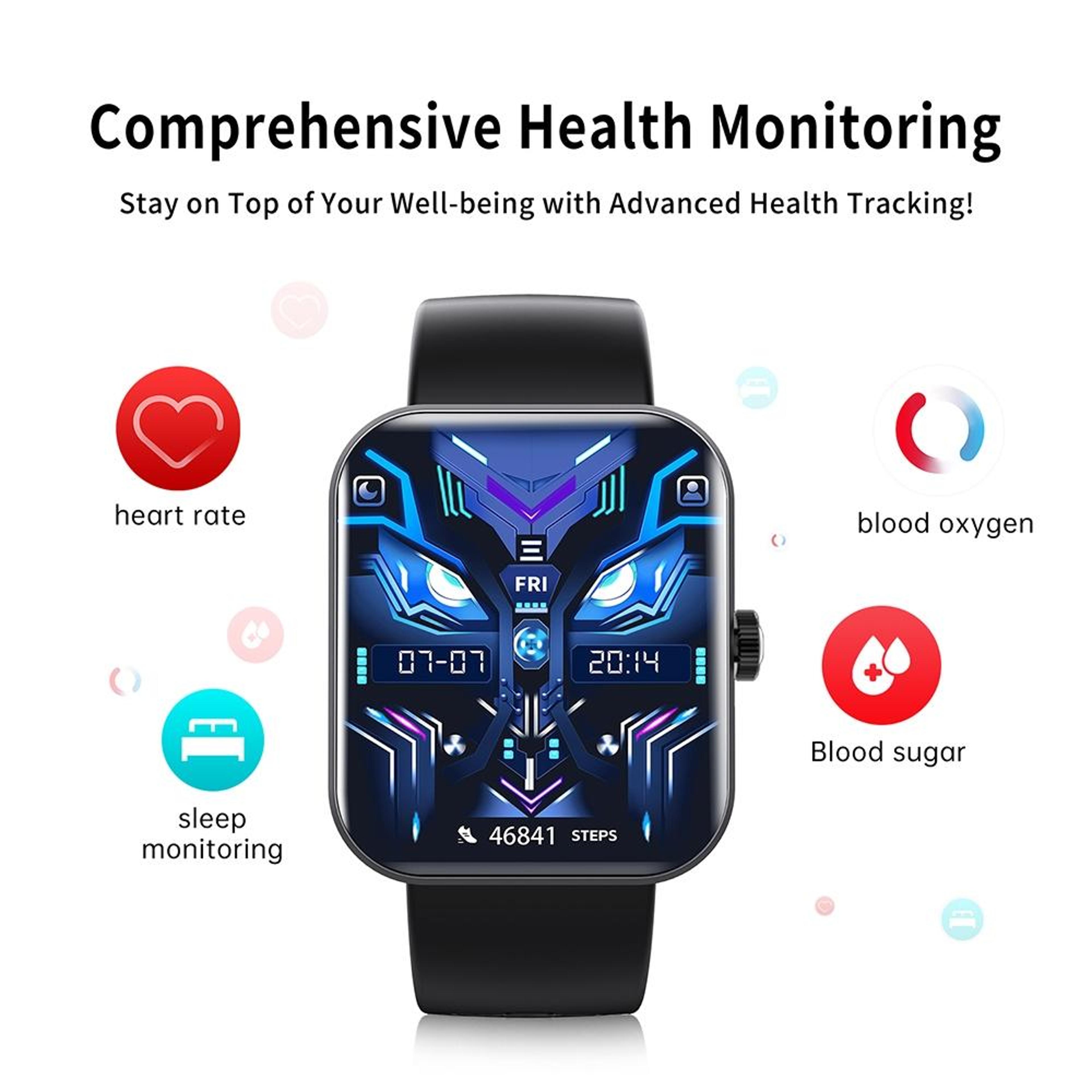 F16 Bluetooth Call Smart Watch 20 Inch Health Monitoring Smartwatch IP67 Waterproof Fitness Tracker 5
