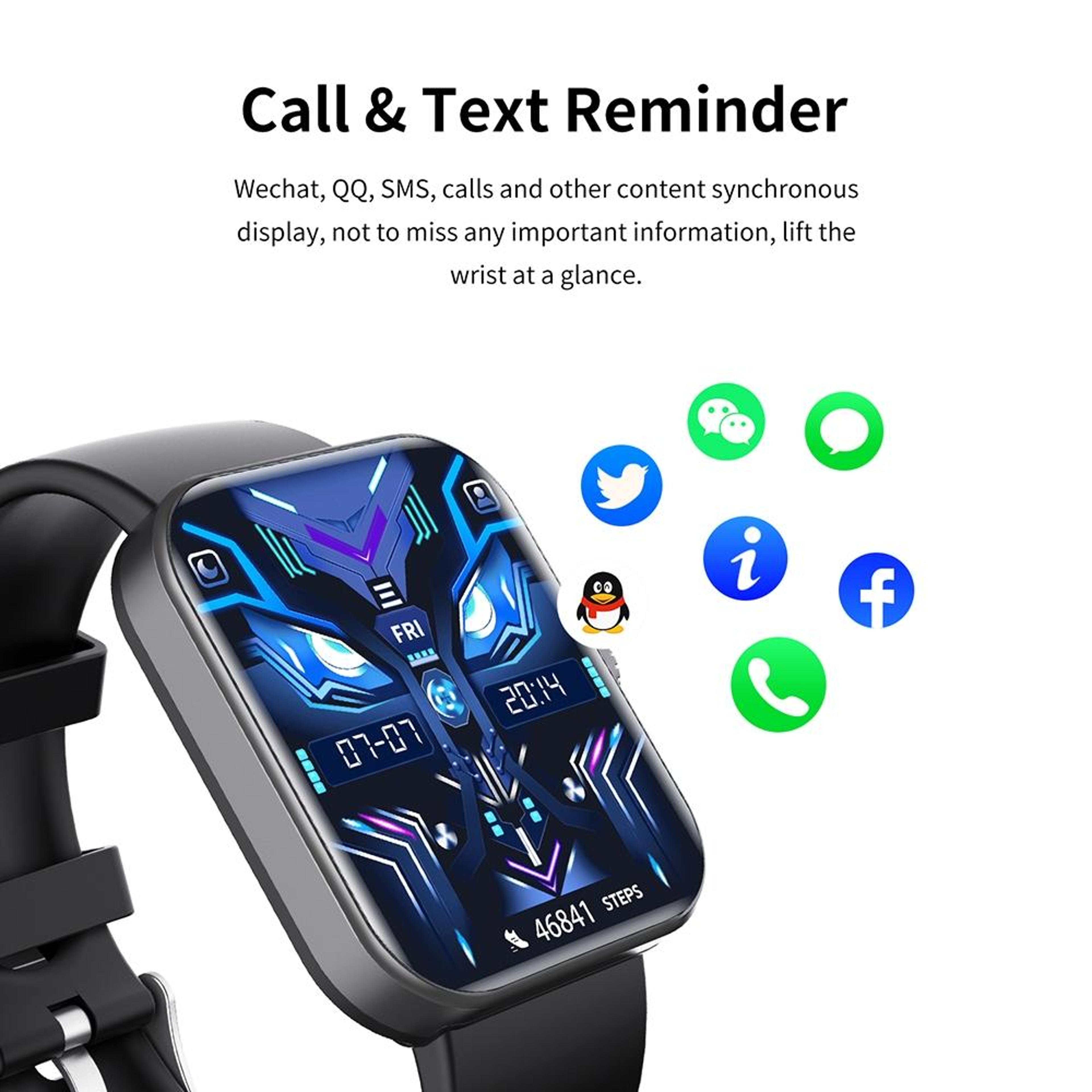 F16 Bluetooth Call Smart Watch 20 Inch Health Monitoring Smartwatch IP67 Waterproof Fitness Tracker 6