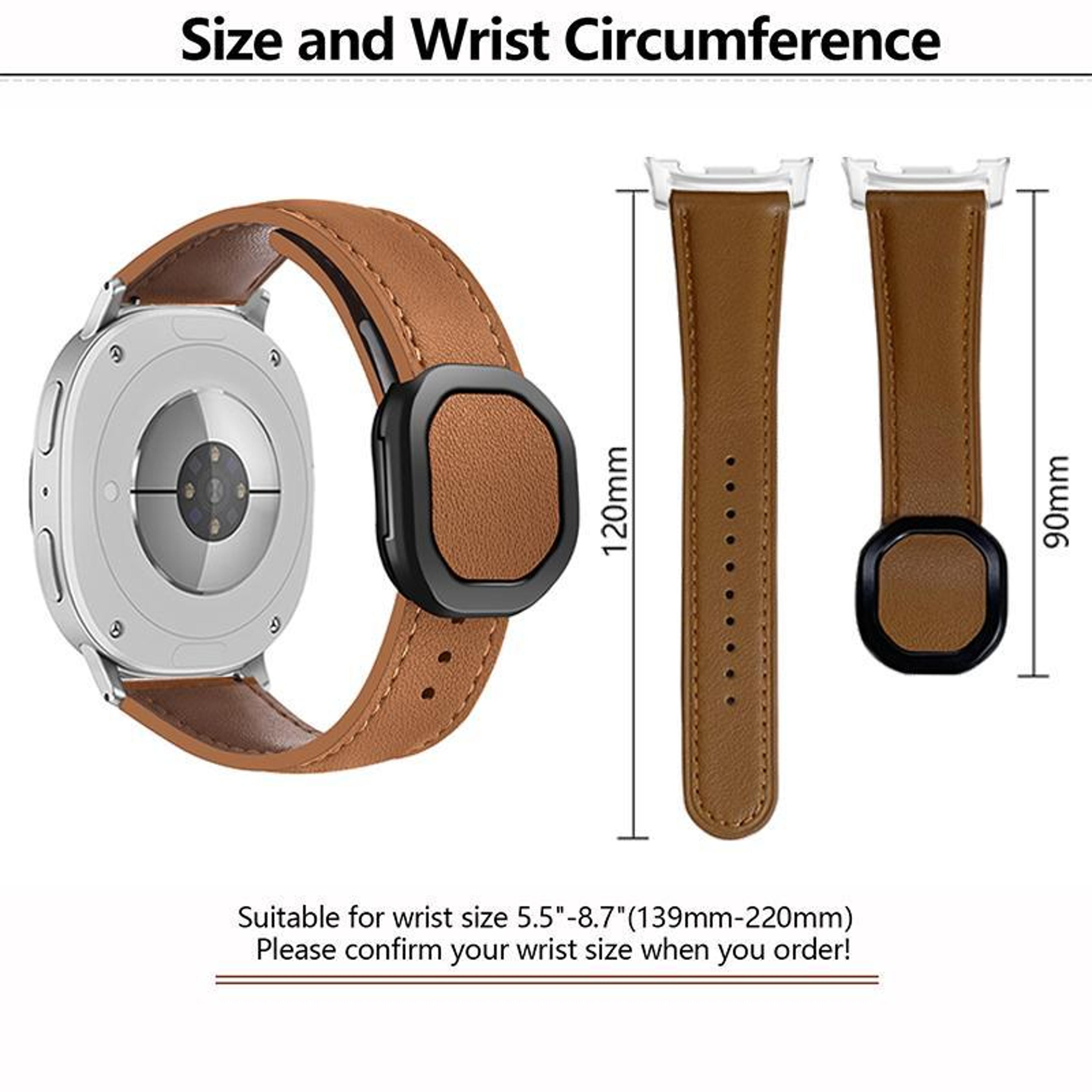 Samsung Galaxy Watch8 Classic Leather Watch Band With Magnetic Fold Buckle Adjustable Replacement S 4