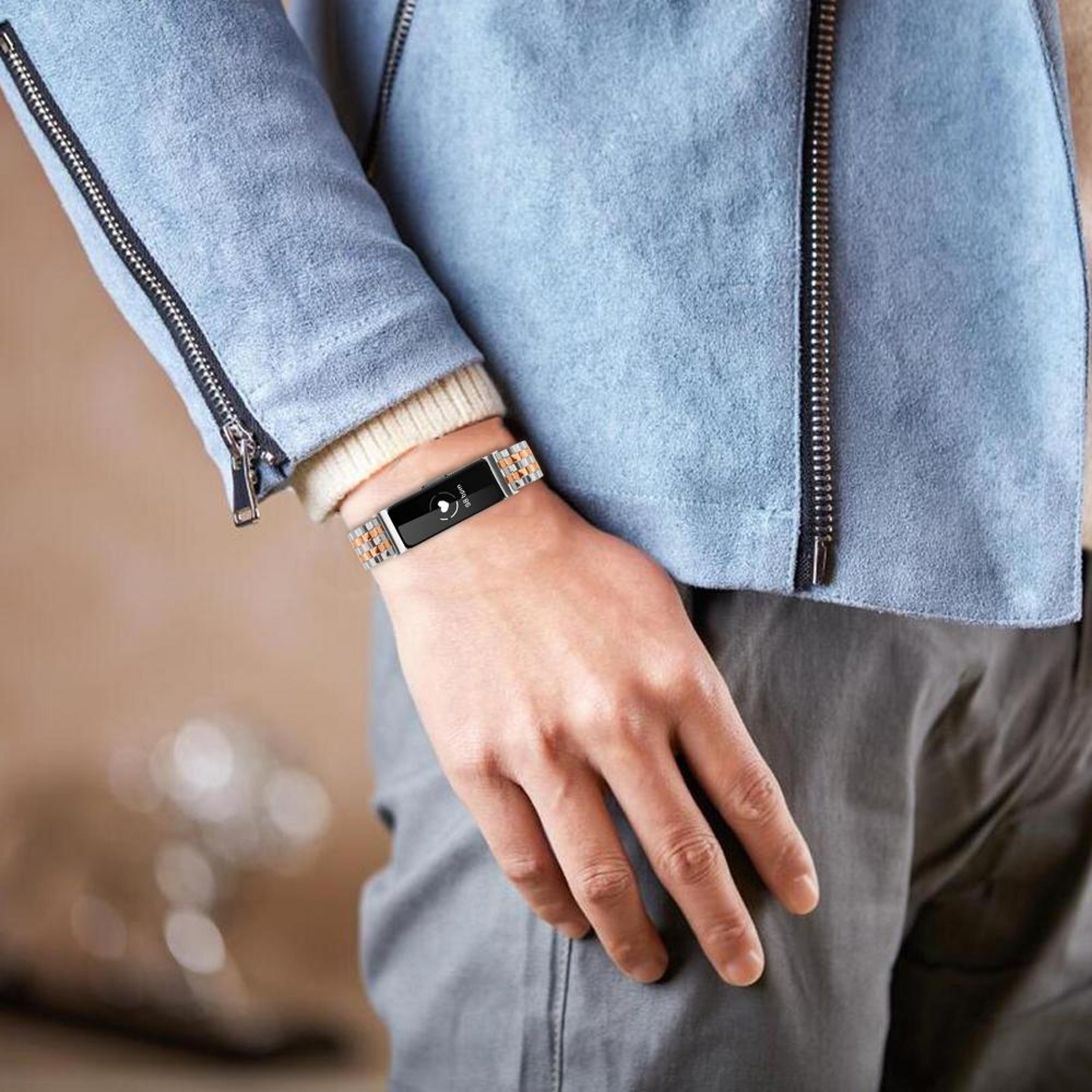 Fitbit Inspire 2 Band Stainless Steel Five Bead Metal Watch Band For Fitbit Inspire 1 Inspire 2 8