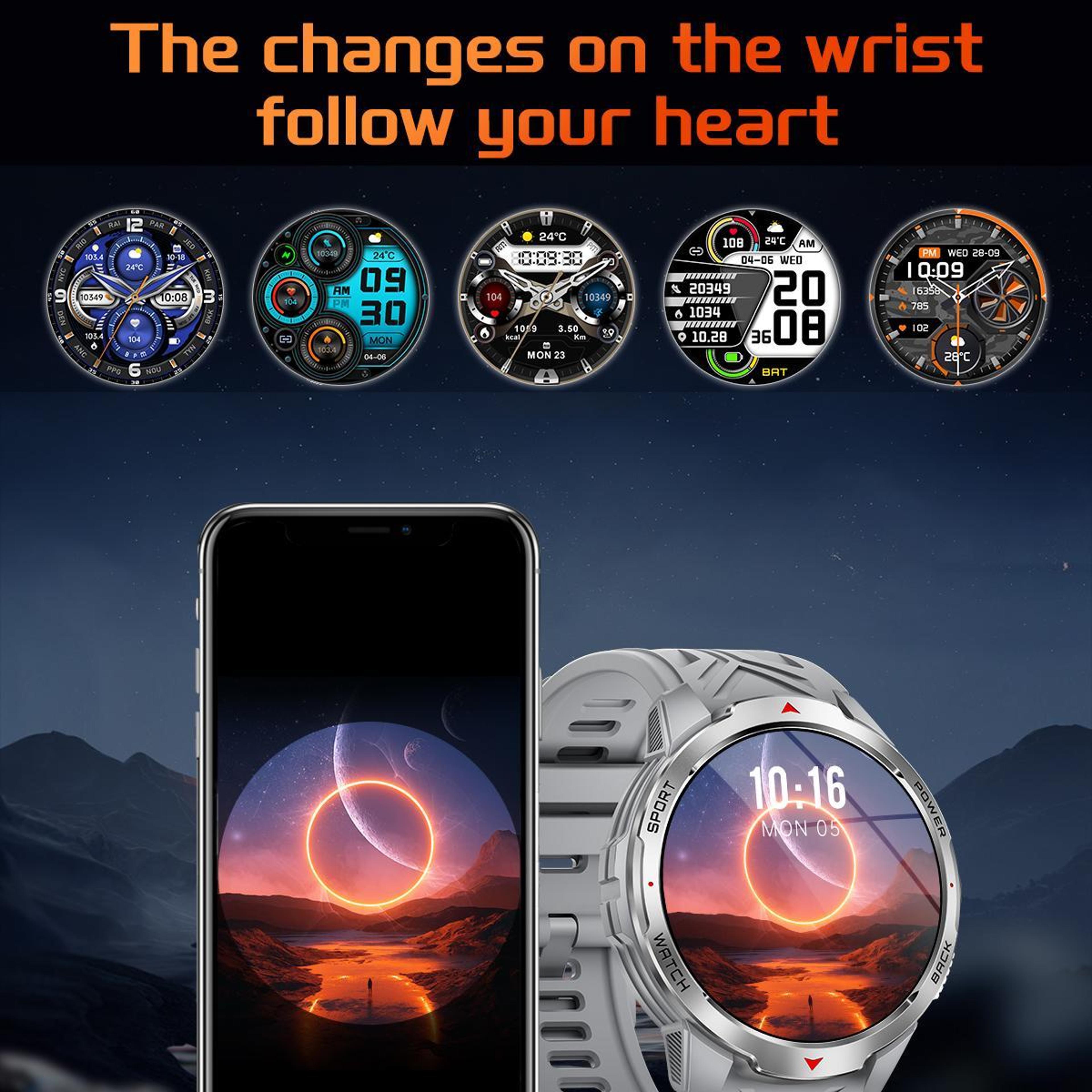 KT88 Outdoor Smart Watch 17 Inch TFT Display 3ATM Waterproof Fitness Tracker With Flashlight 4