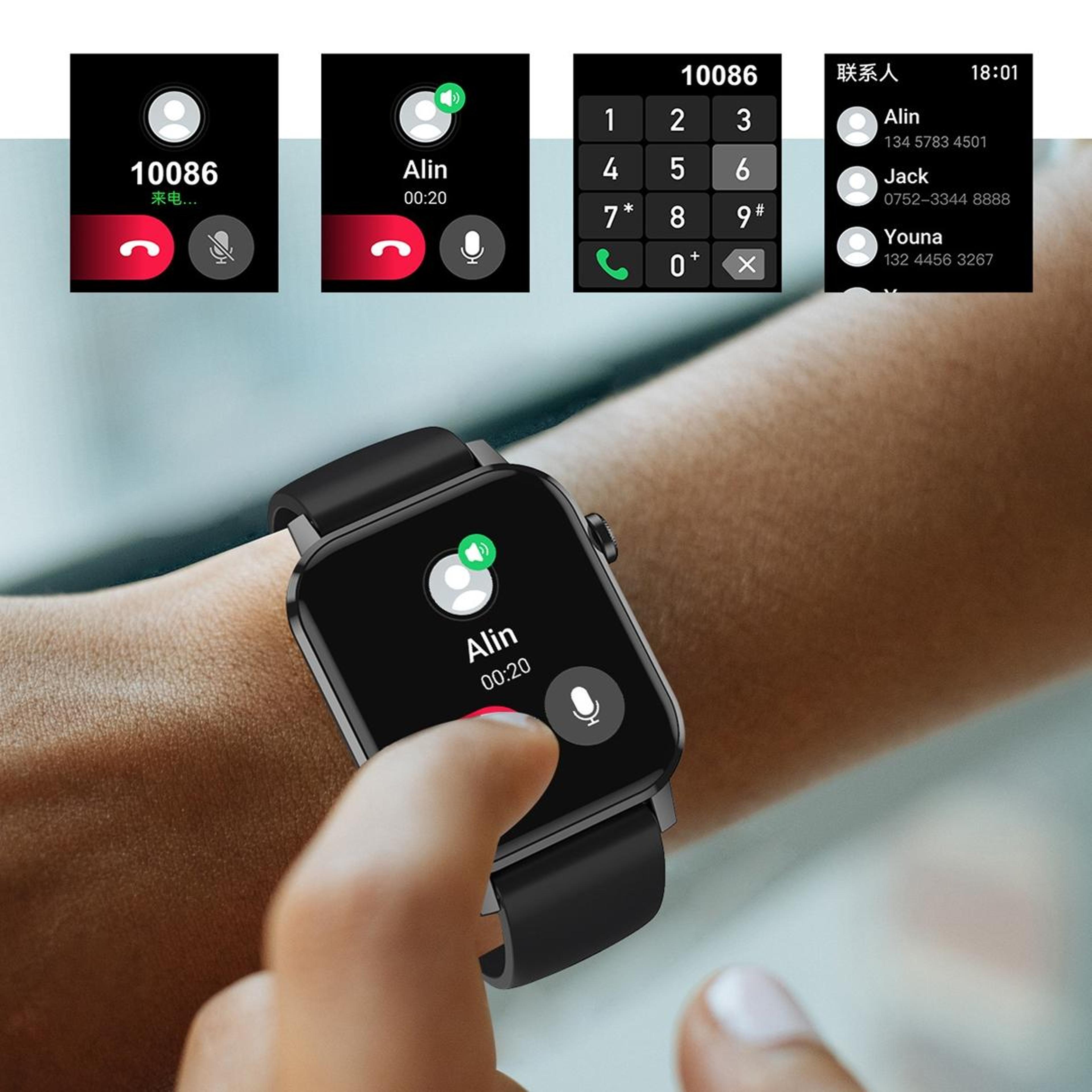 HD6 Smart Watch 169 Inch Fitness Tracker With Heart Rate Monitor For Android And IPhone 5