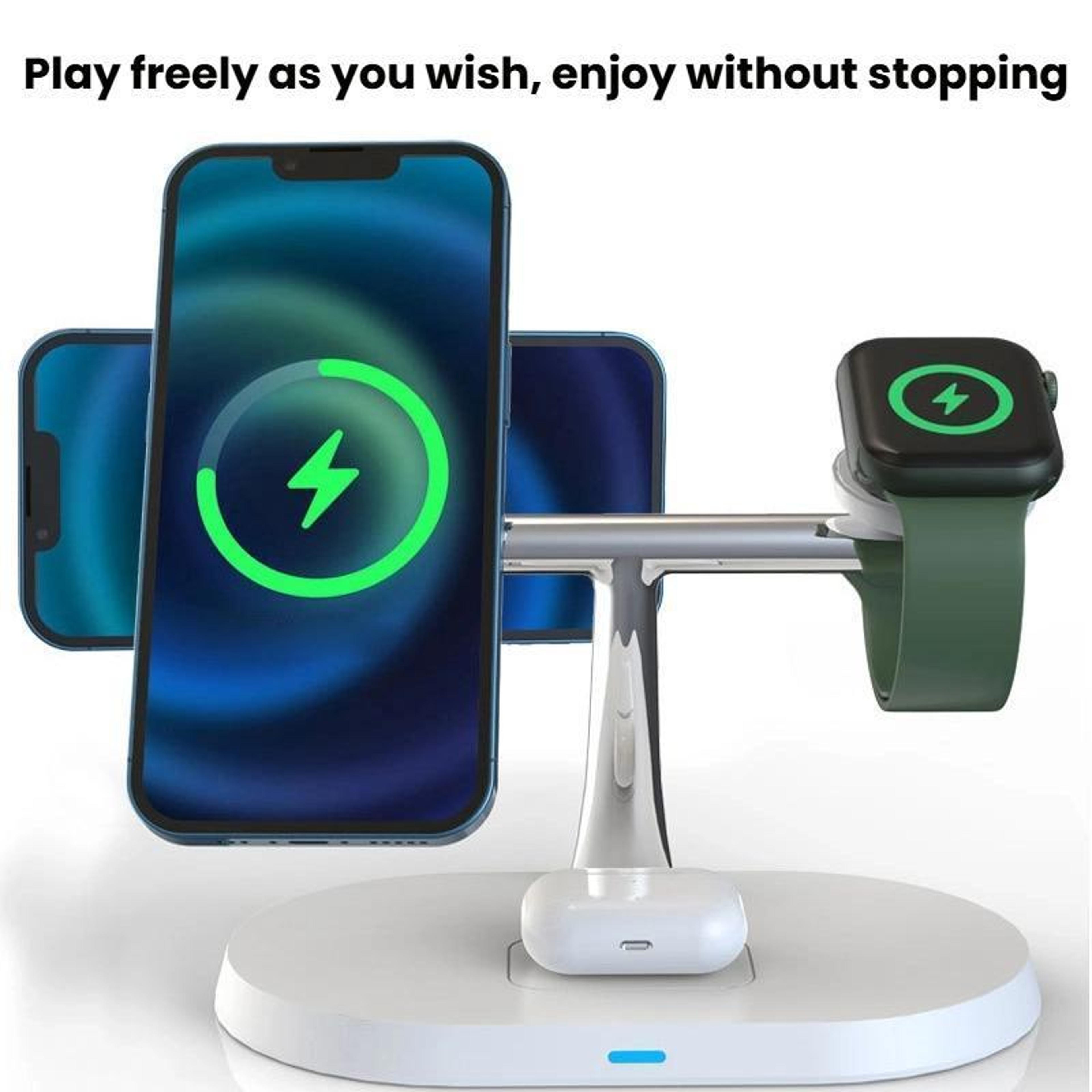 15W 3 In 1 Magnetic Wireless Charger Fast Charging Station For Phone Watch Earbuds With Adjustable  6