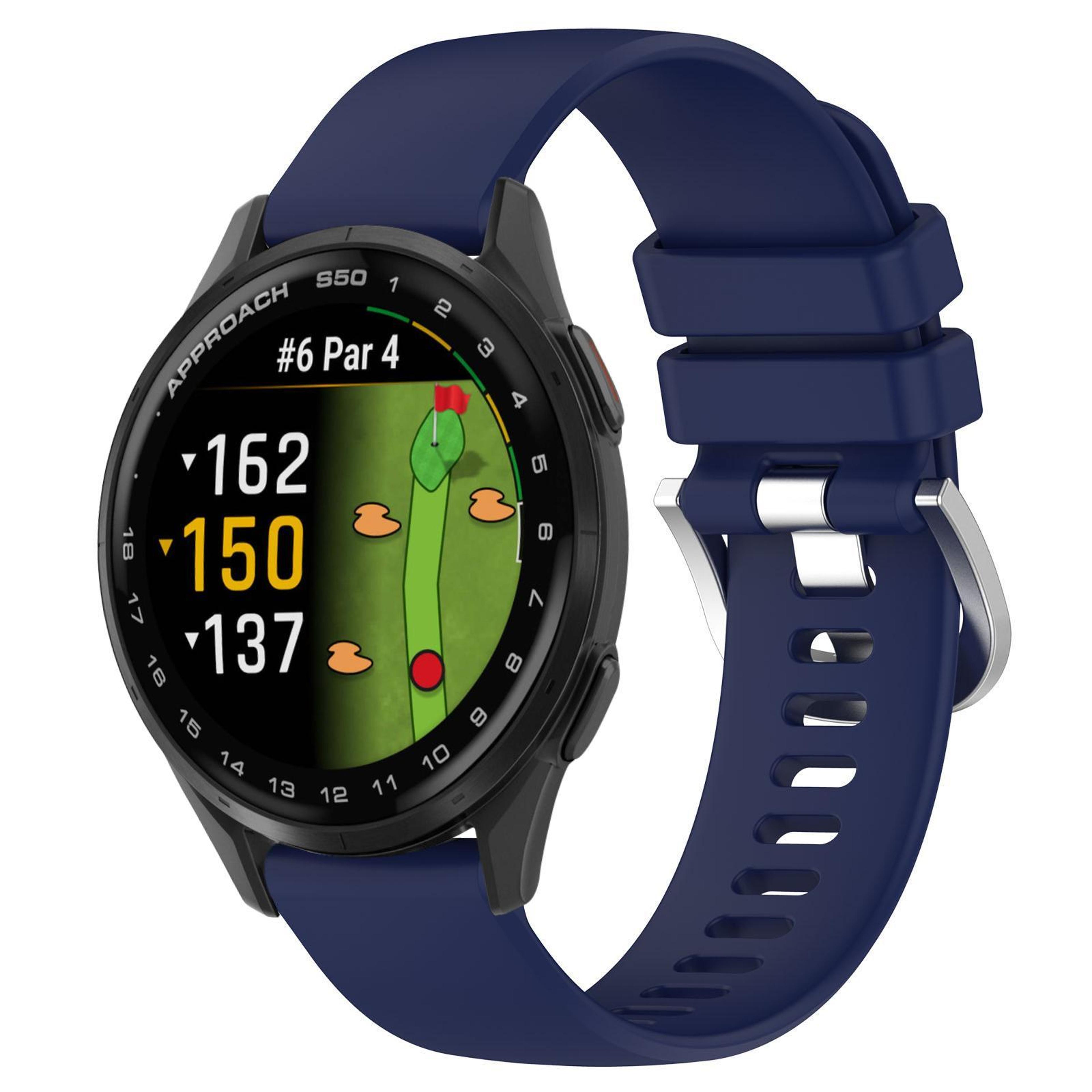 Garmin Approach S50 Silicone Watch Band 20mm Soft Waterproof Replacement Strap With Silver Buckle 1