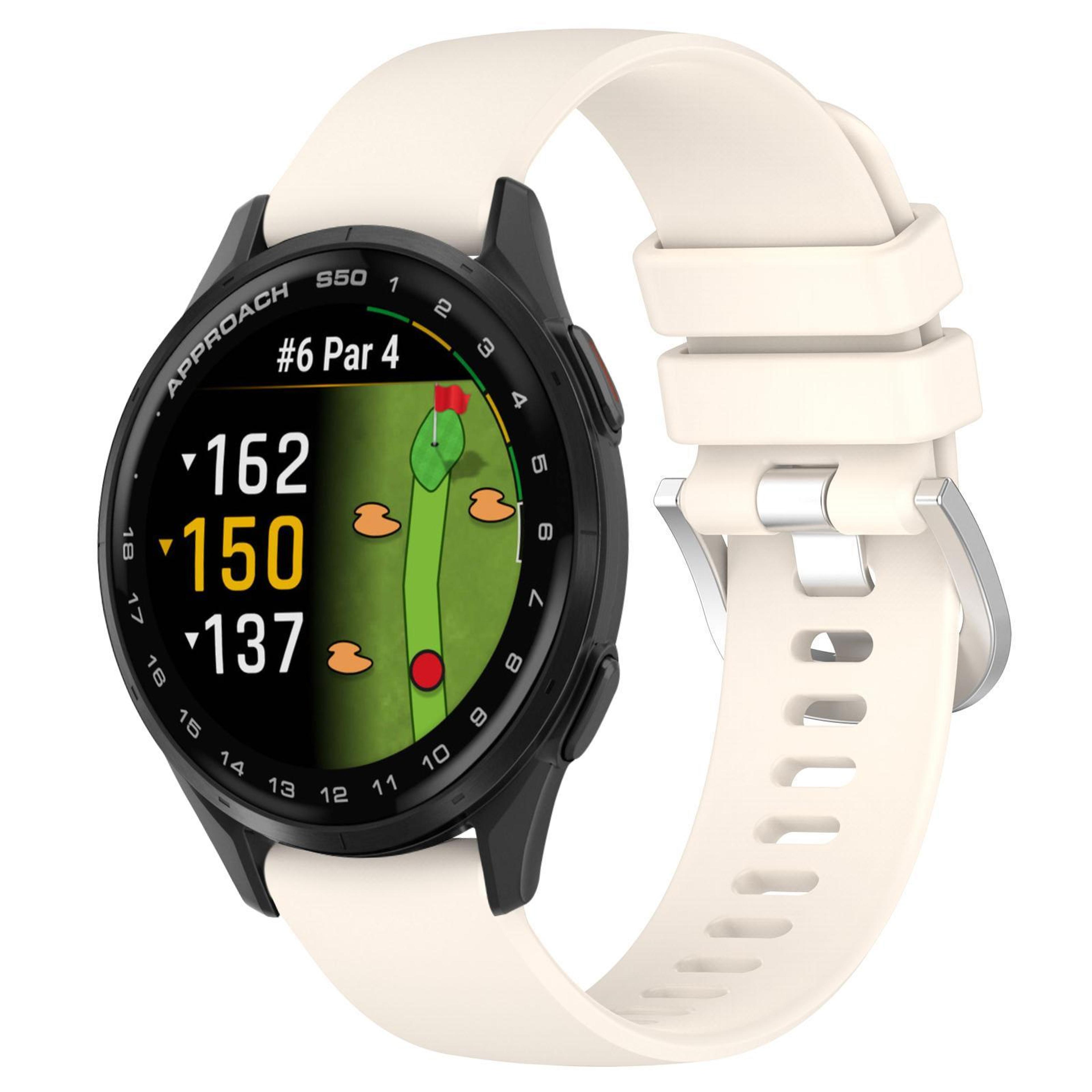 Garmin Approach S50 Silicone Watch Band 20mm Soft Waterproof Replacement Strap With Silver Buckle 15