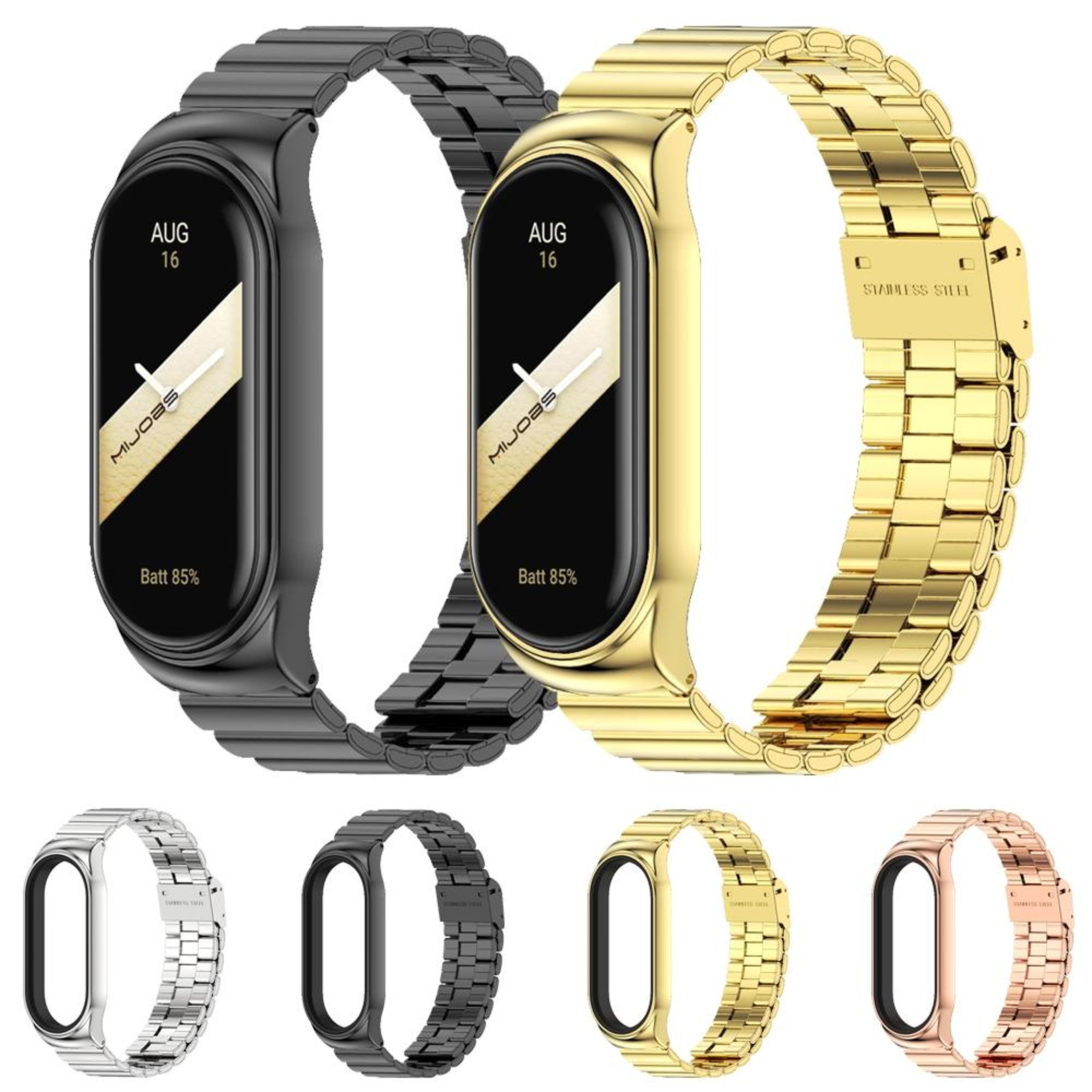 Metal Watch Band For Xiaomi Mi Band 8 And 9 With Bamboo Buckle 2