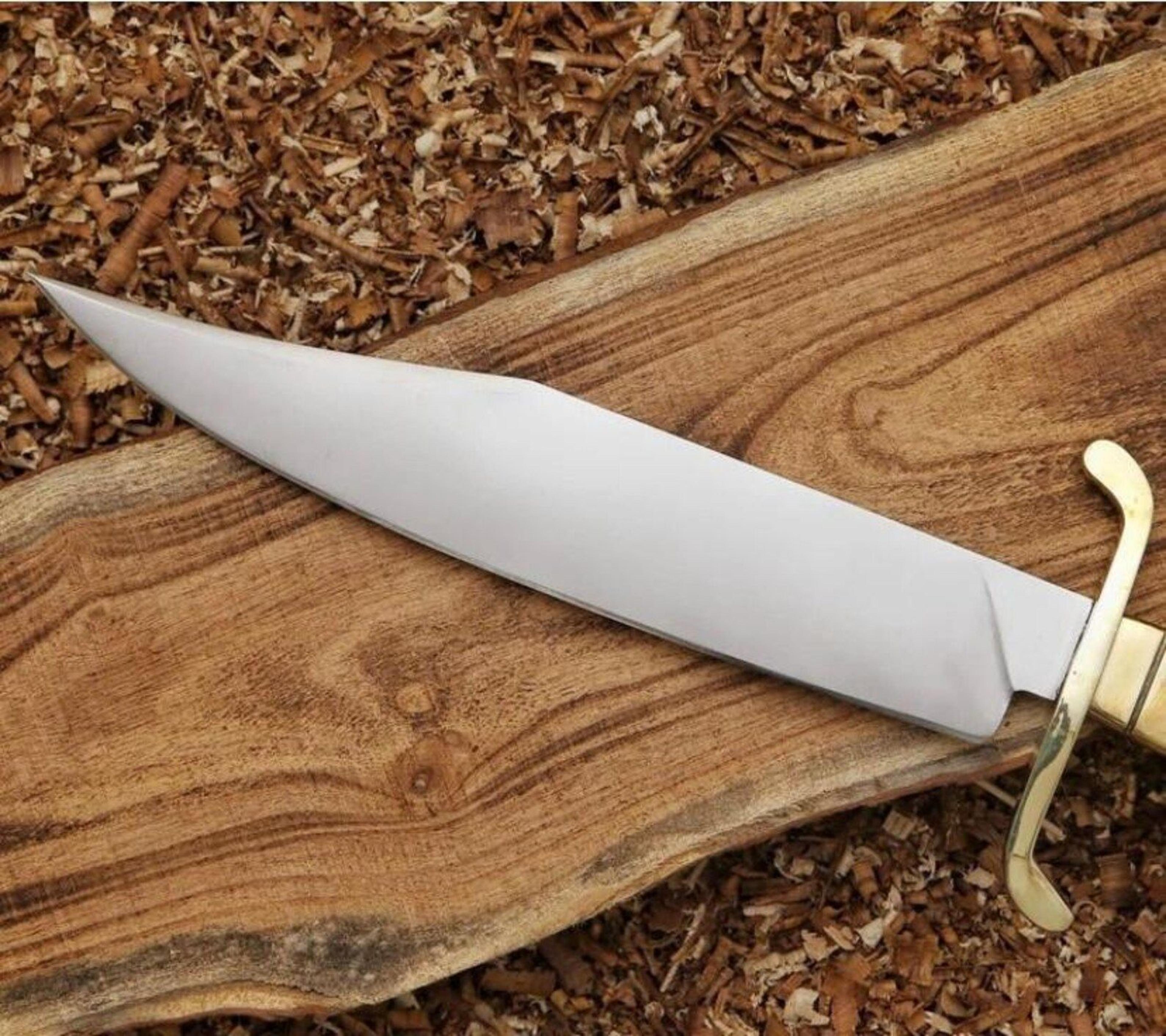 Handmade Bowie Knife With Leather Sheath Custom Fixed Blade Hunting Knife Brass Guard 6