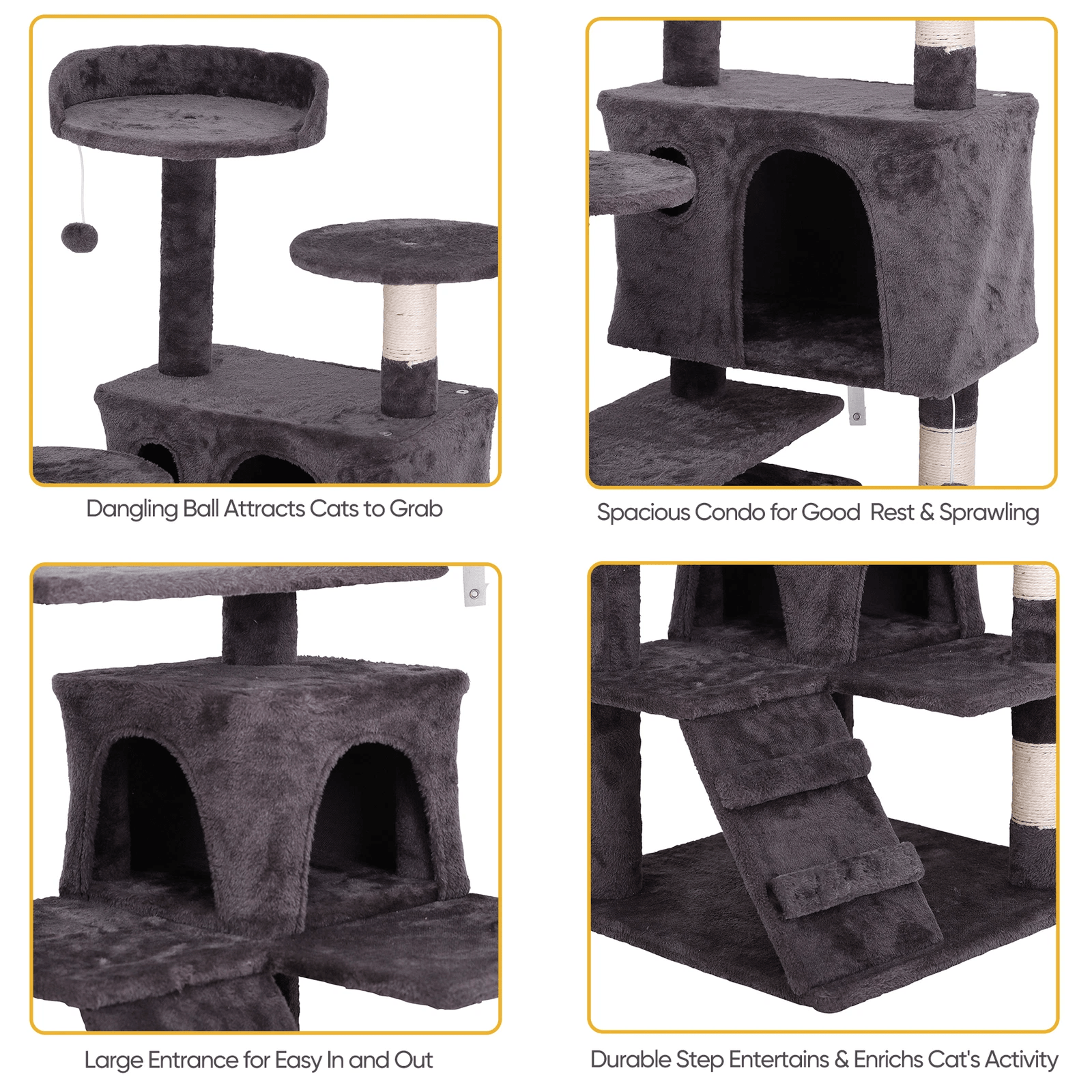 Sturdy Cat Tree Tower Activity Center Large Playing Condo House For Rest Multi Level Sisal Scratchi 3