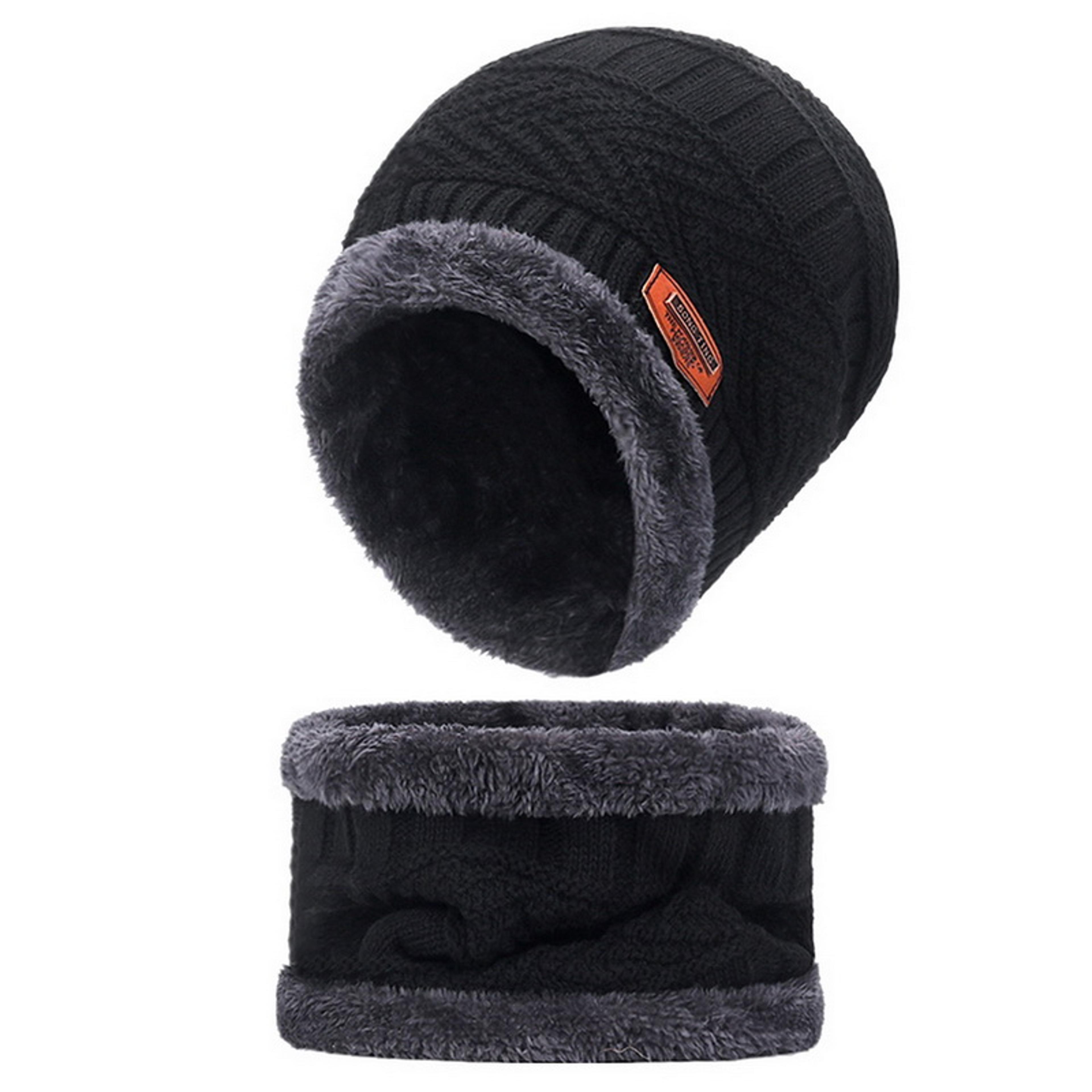 Knit Winter Hat For Men And Women Velvet Coral Fleece Scarf Thick Plus Velvet Neck Protect Cap For  7