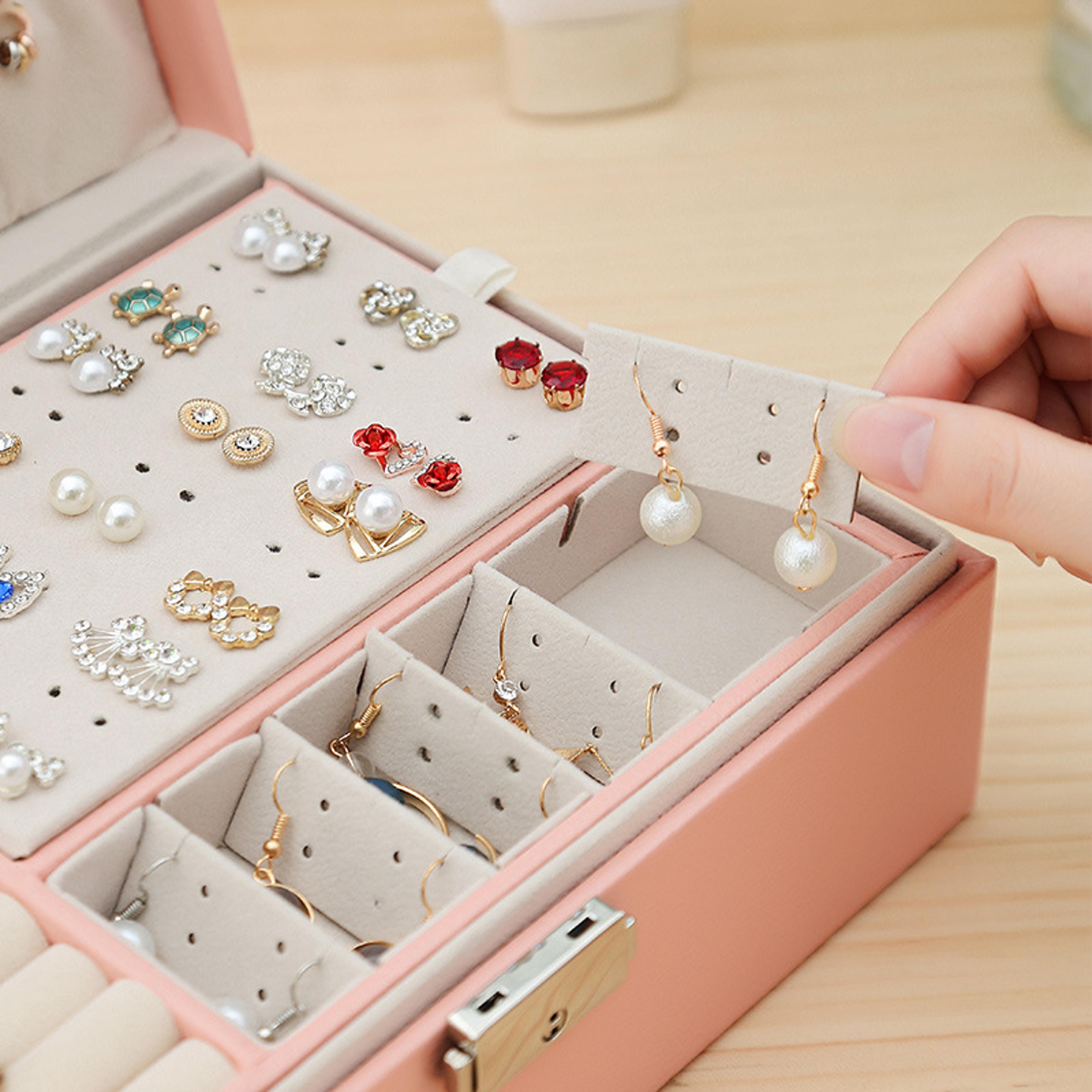 Jewelry Storage Organizer Doublelayer Wooden Jewelry Box With PU Leather Ring Box Jewelry Packaging 4