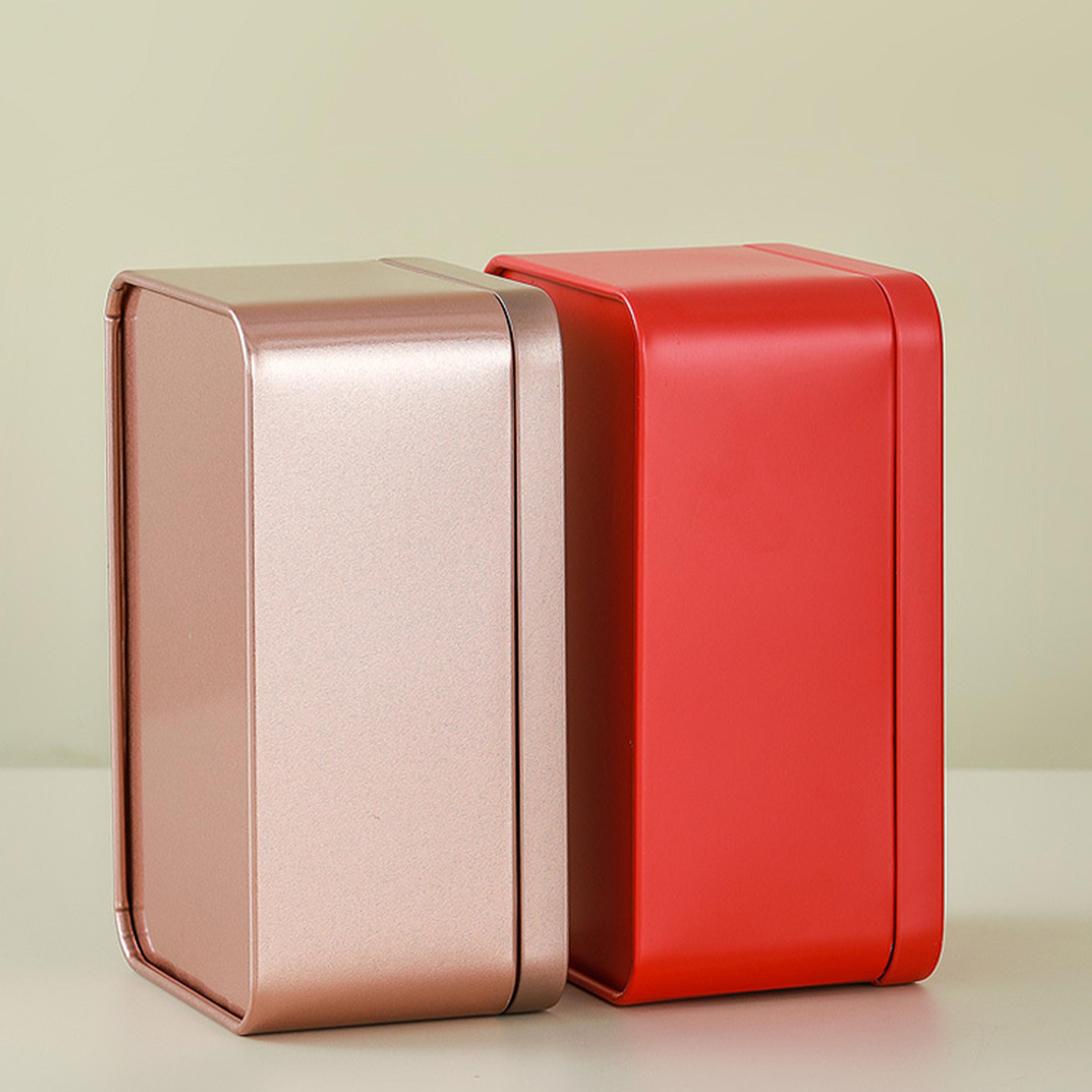 exquisite and practical square tea box, easy to open and close metal tin for convenient storage