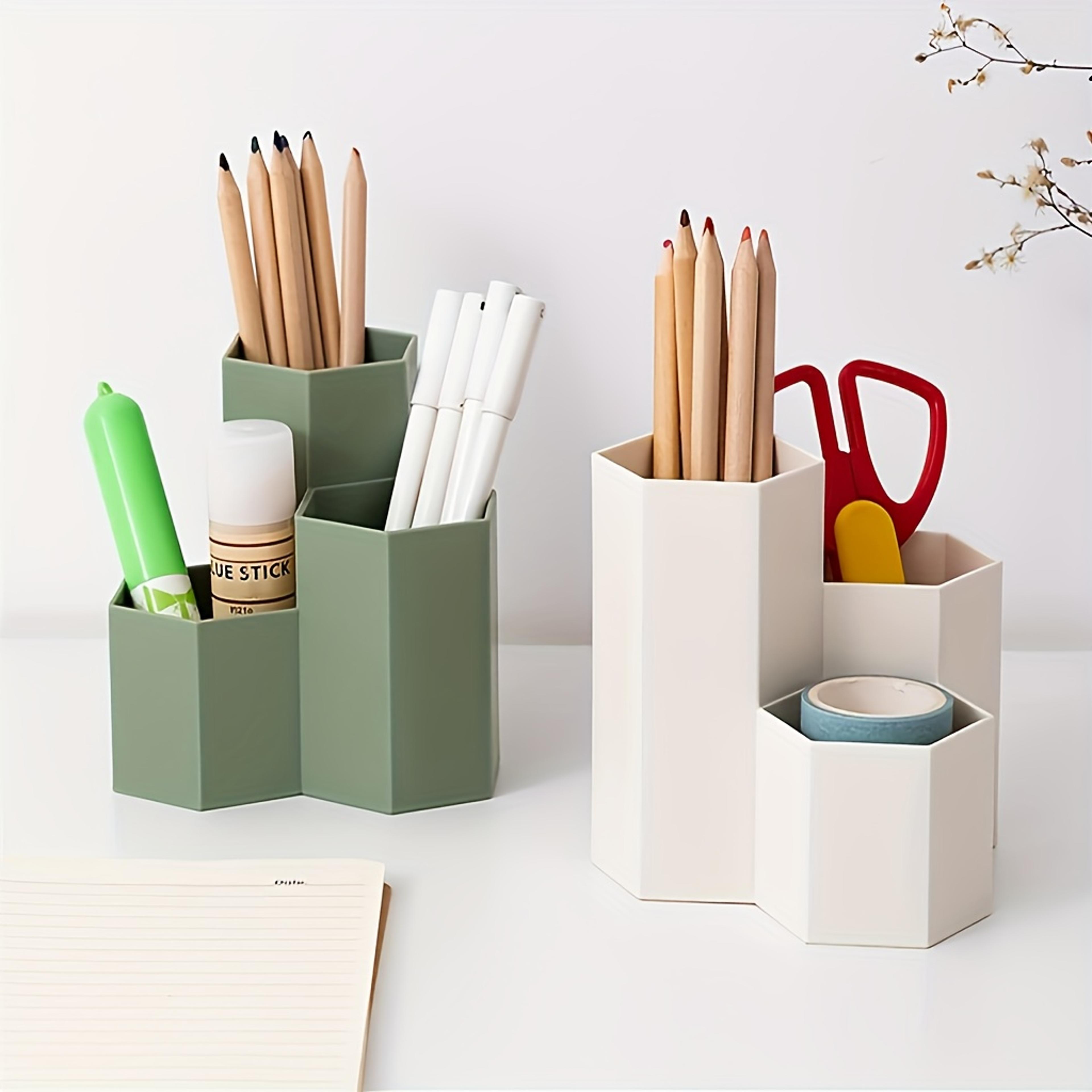 Desktop Organizer With Open  Closed Storage Compartments Modern White  Mint Green For Home Office A 1
