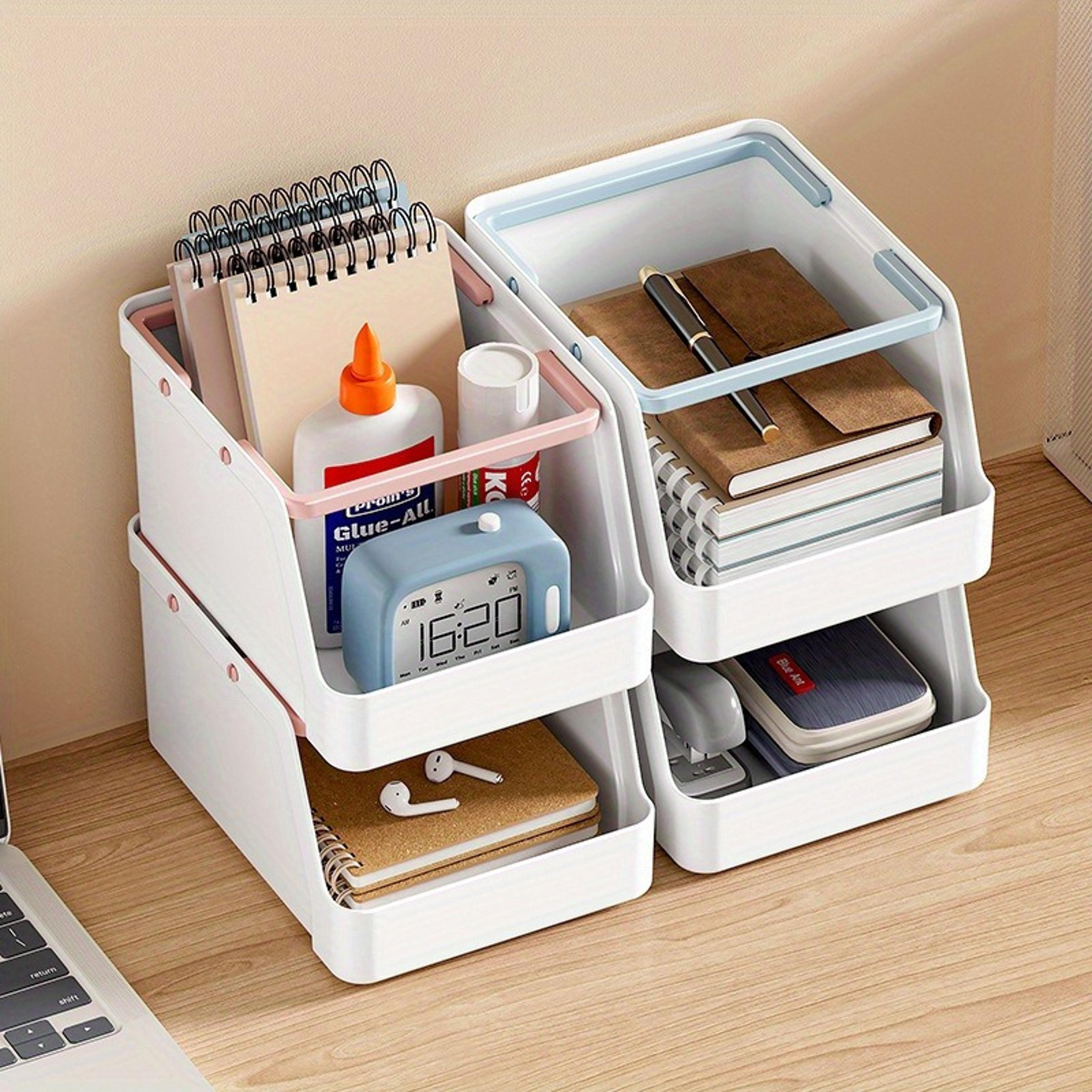 stackable plastic storage box, office desktop drawer organizer for cosmetics and supplies