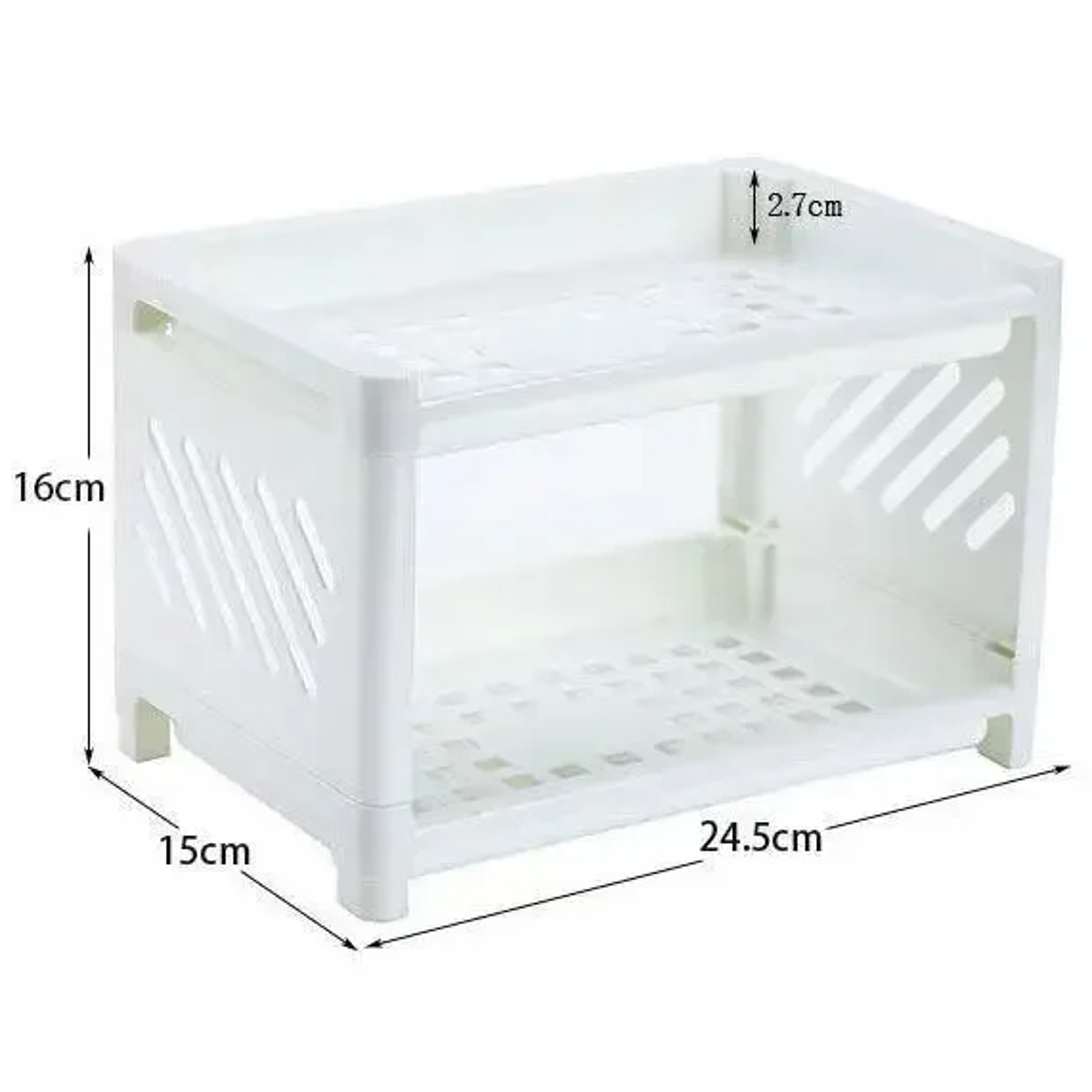 2Tier Office Organizer with Hollow Design Multifunctional Desktop Storage Rack for Stationery