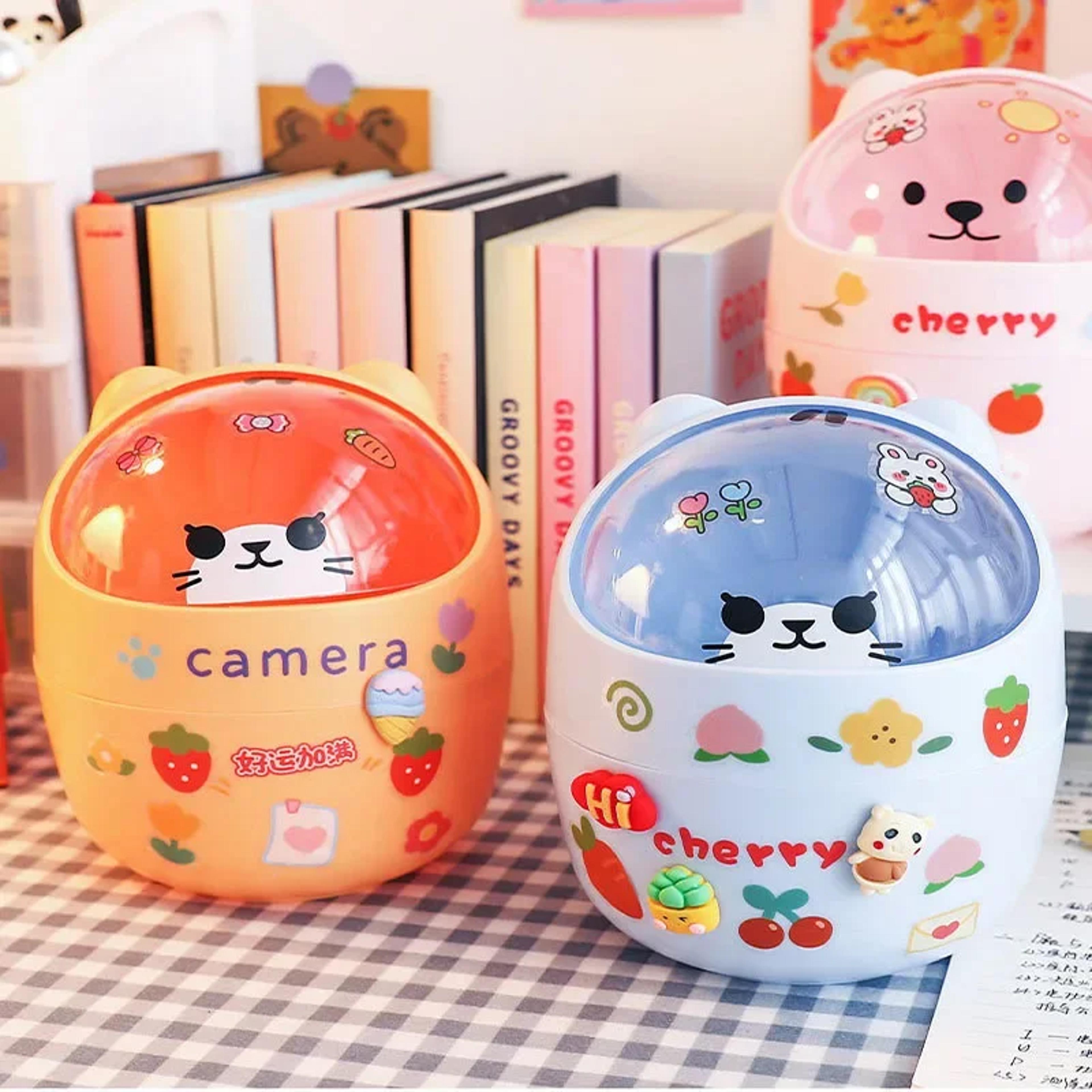 Acrylic Pen Holder Desktop Organizer Cute Office Stationery Cosmetics Storage Box 1