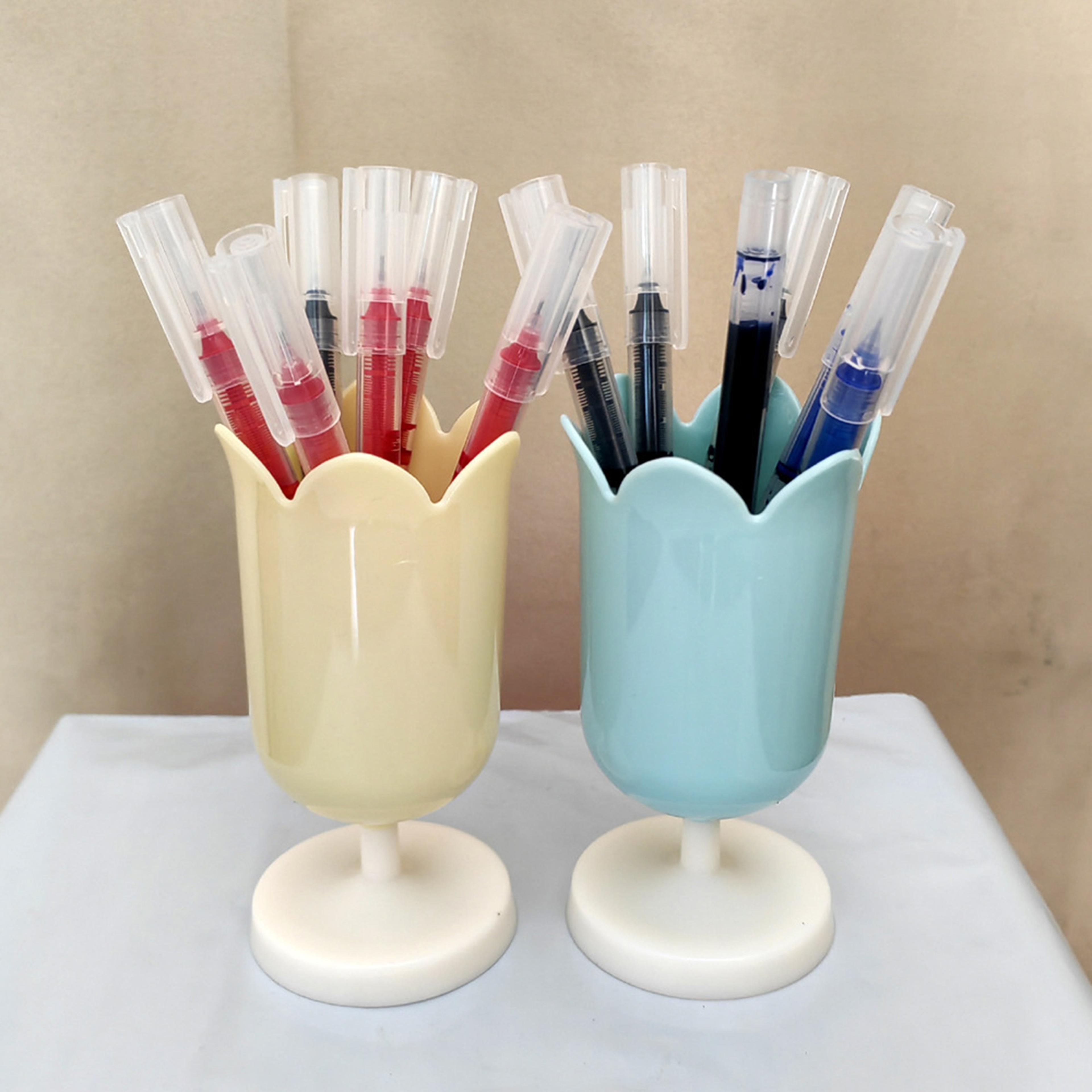 Tulip Shaped Pen Holder Creative Makeup Brush Storage Box Desk Organizer For Students And Women 3