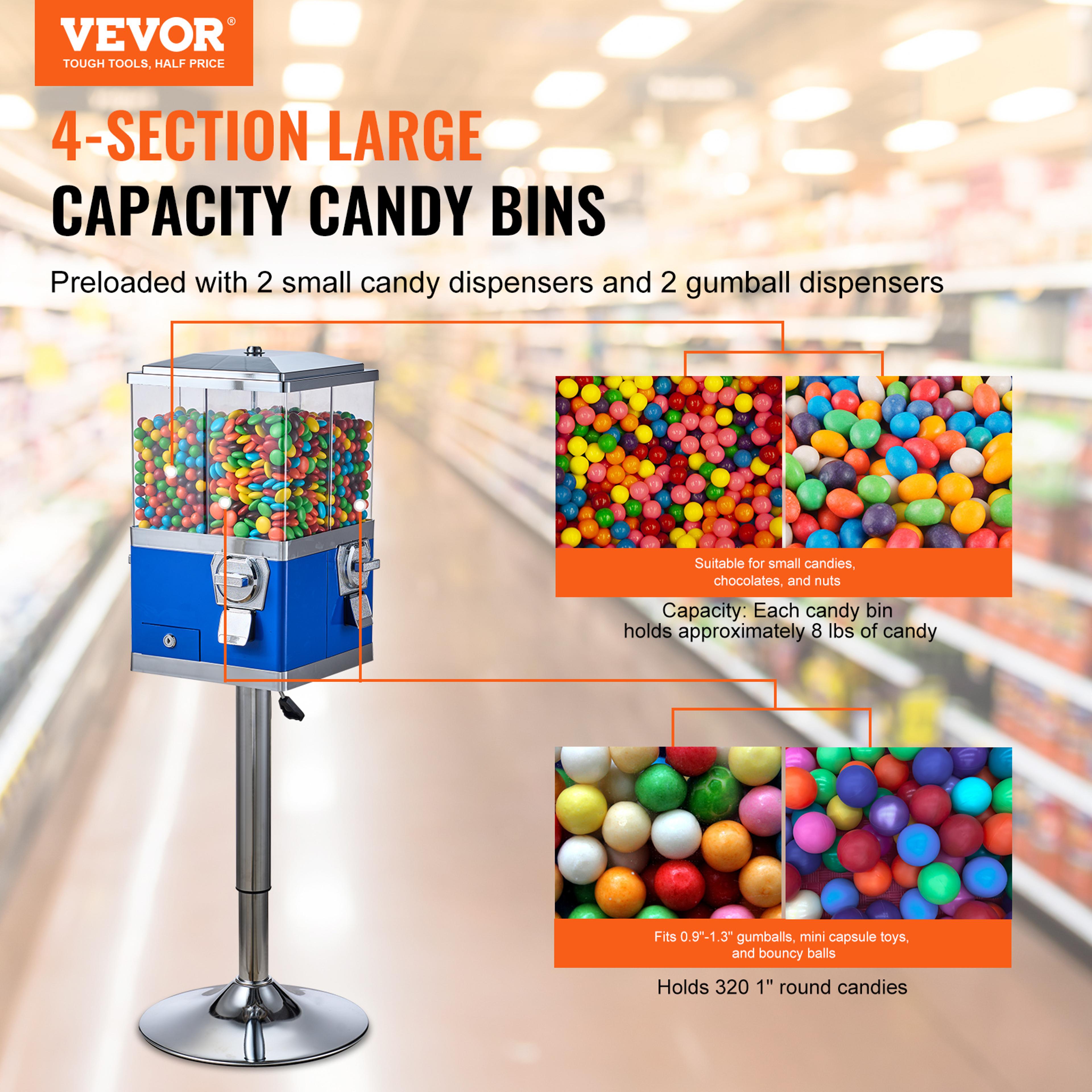 Rotatable Commercial Candy Vending Machine Stand Toy Capsules Bouncy Balls Nut Compartment 1