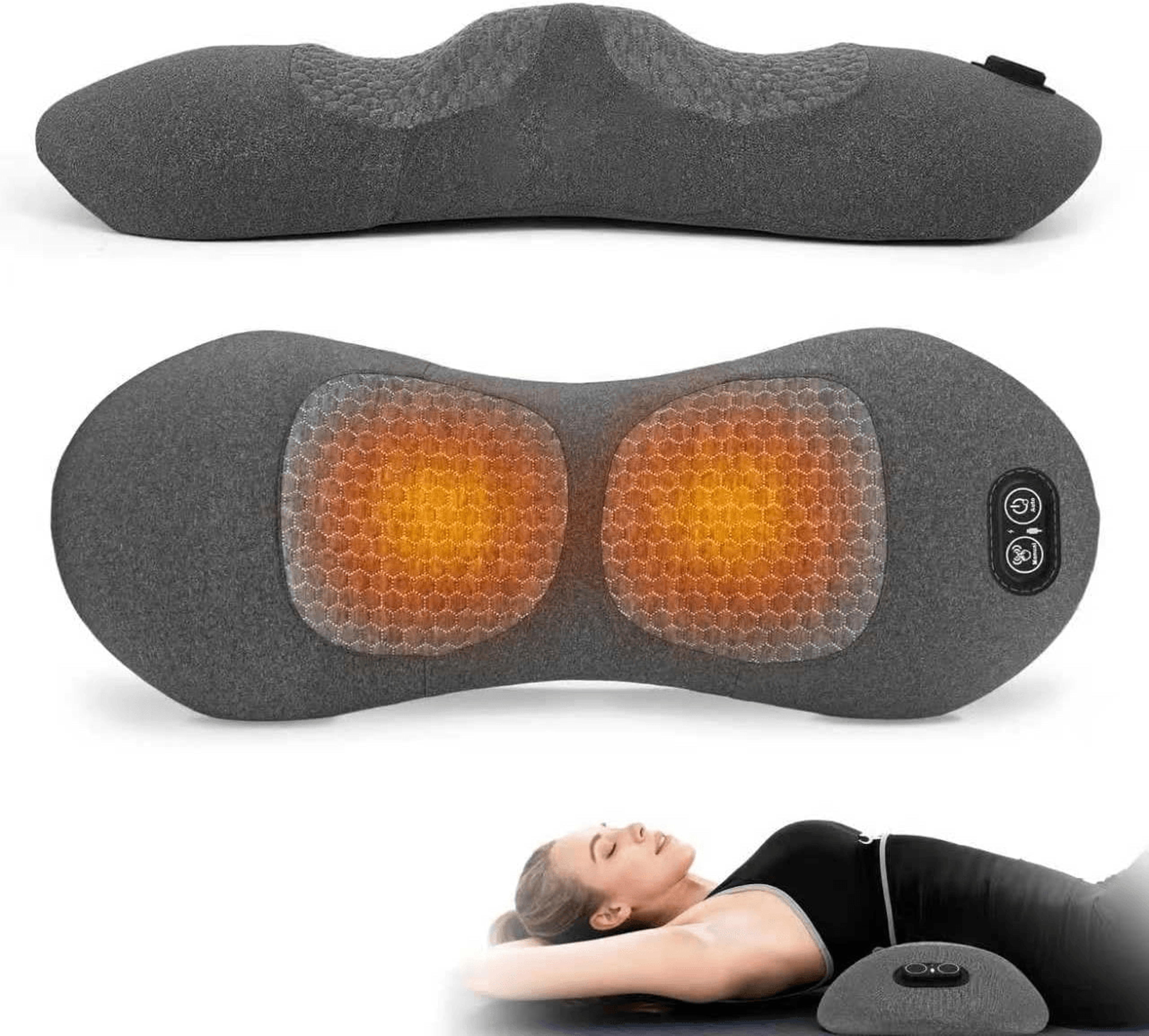 3-in-1 back massager for lower back & neck pain, heat, vibration, and traction therapy