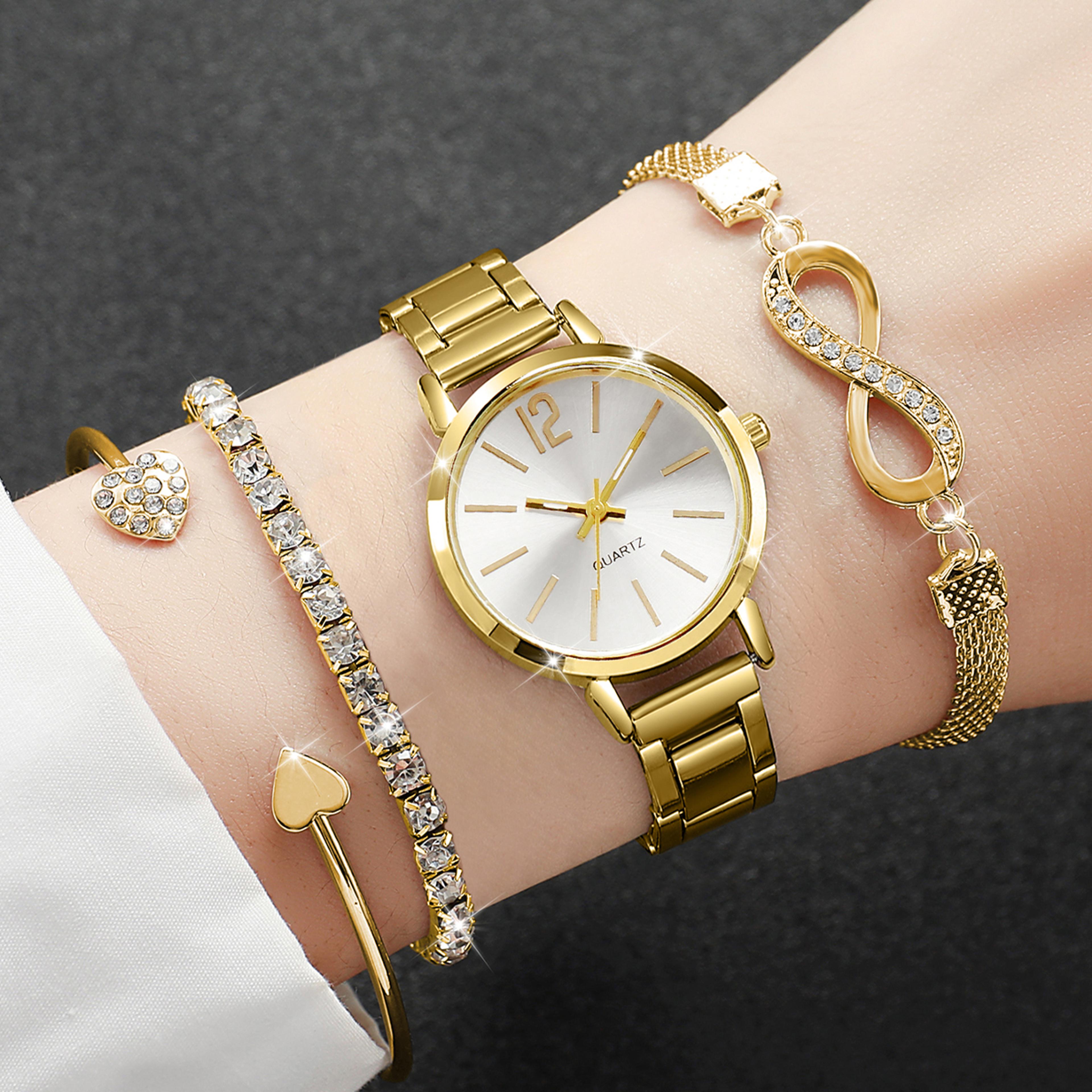 elegant women's light luxury quartz watch, casual sports style, stylish bracelet watch