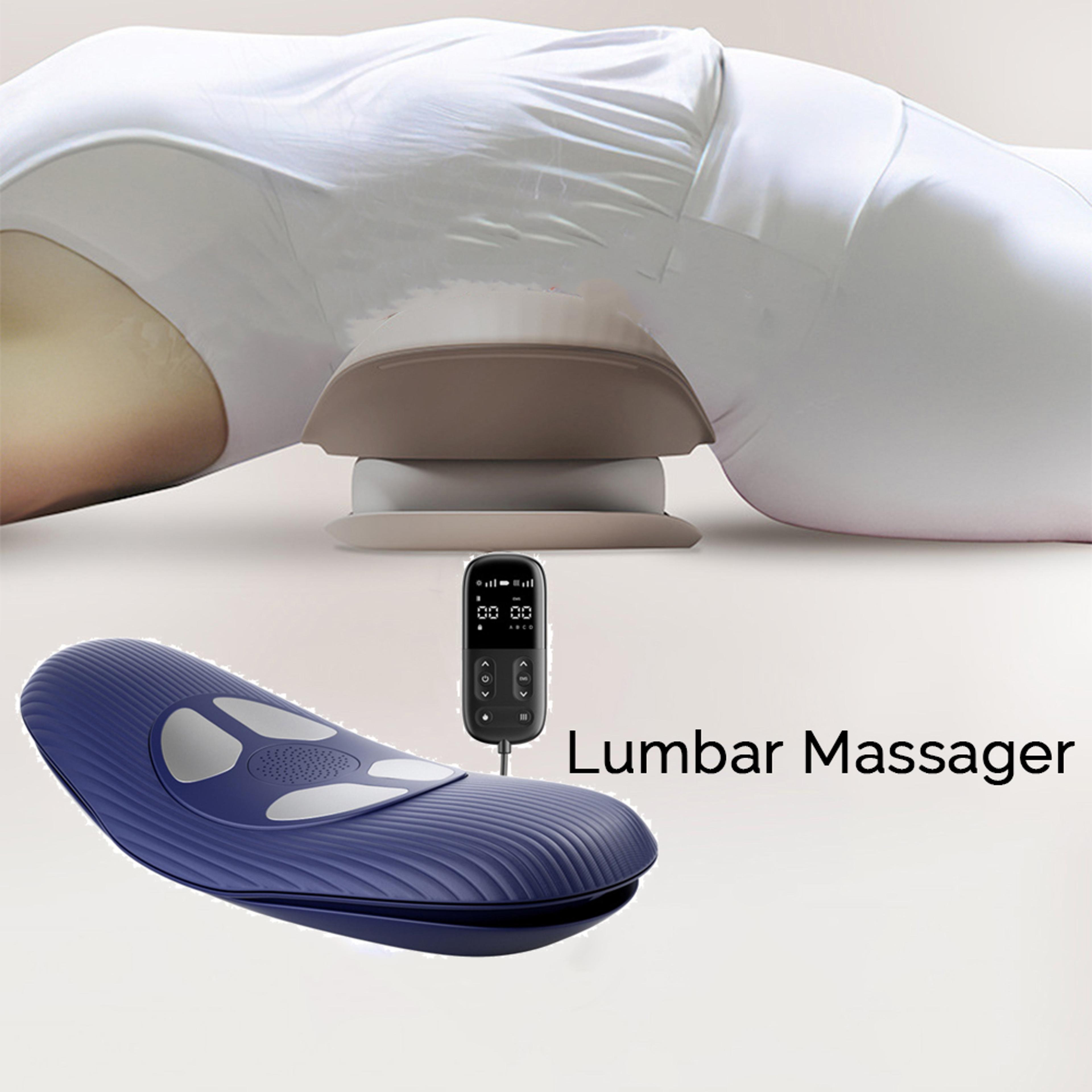 adjustable intensity electric lumbar traction massager, heated back massage with remote control, spine support
