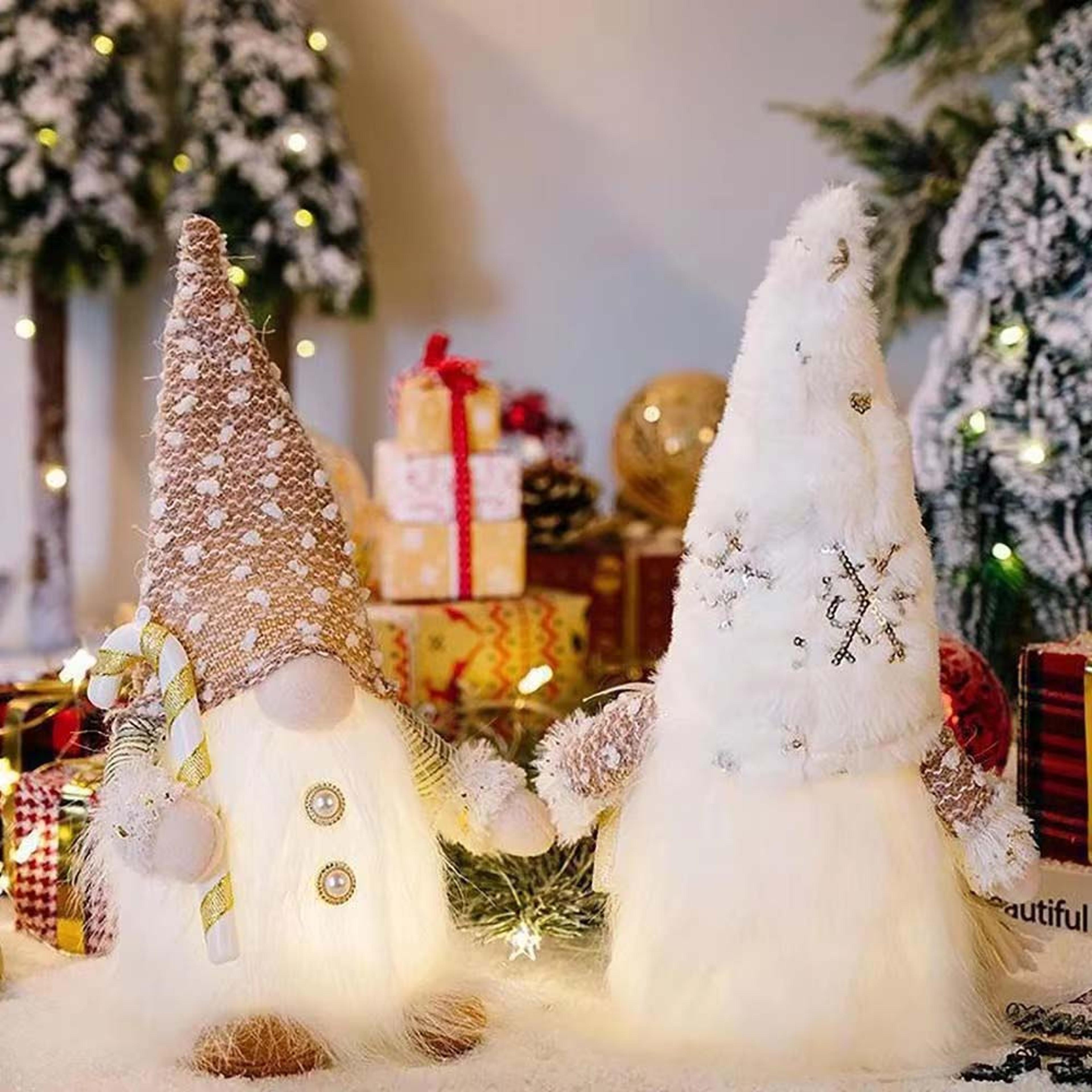 led glowing knitted gnome doll christmas decorations for home, xmas tree decor & new year gift