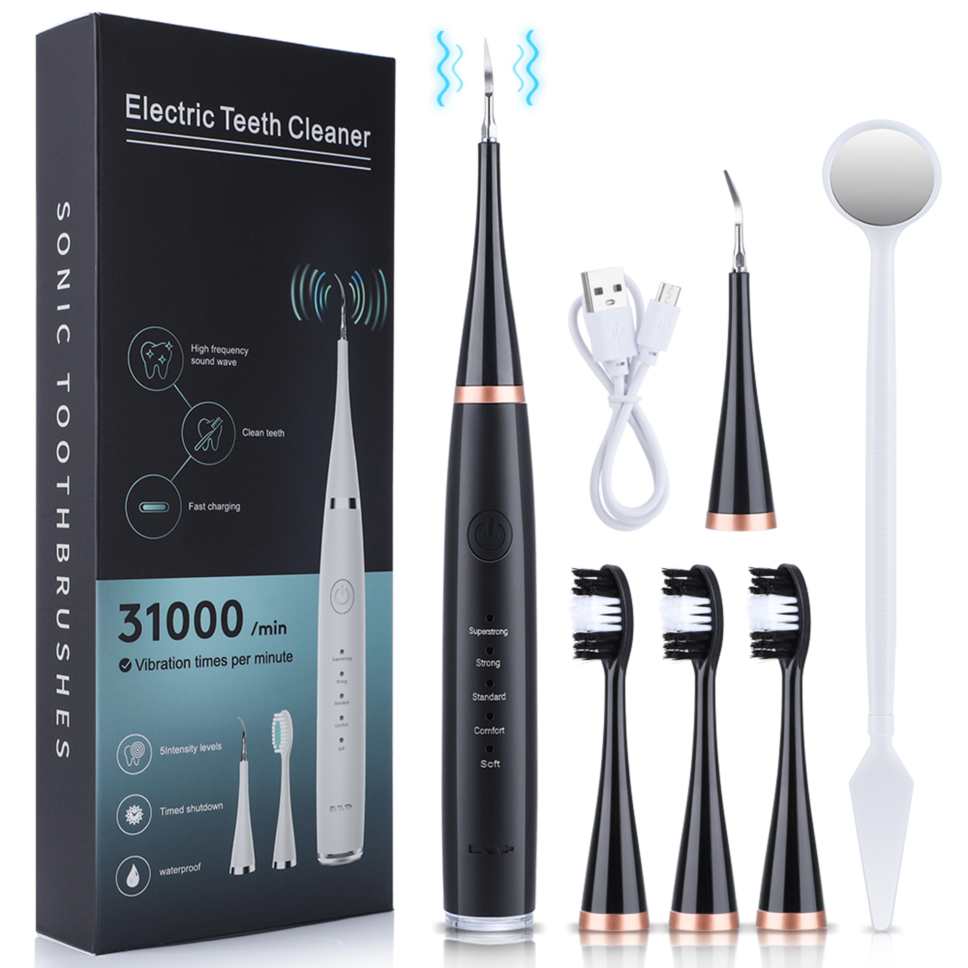 electric sonic dental scaler, ultrasonic tooth cleaner for plaque, tartar, and stain removal