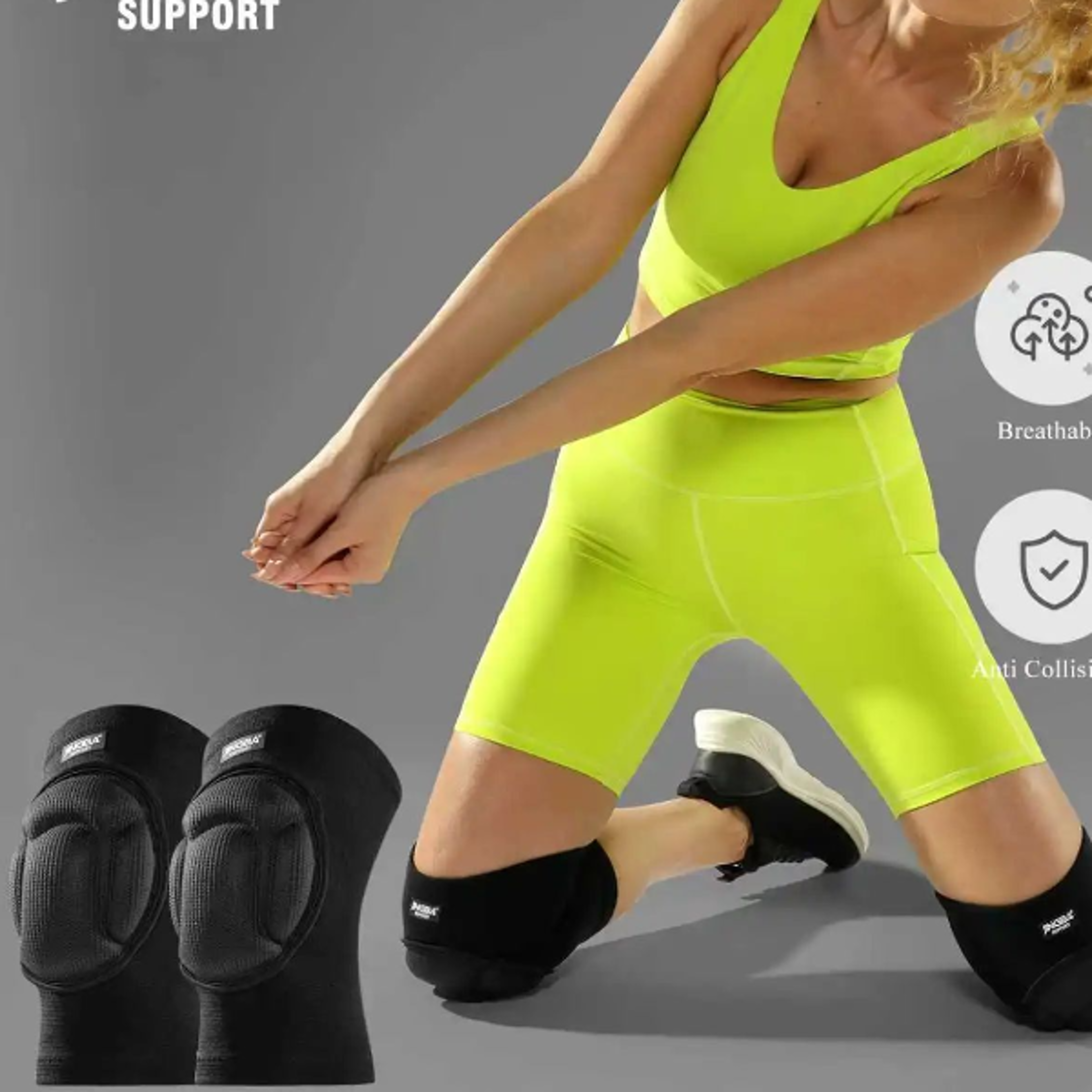 knee support with thick sponge pads, breathable design for dance, volleyball, roller skating for men and women