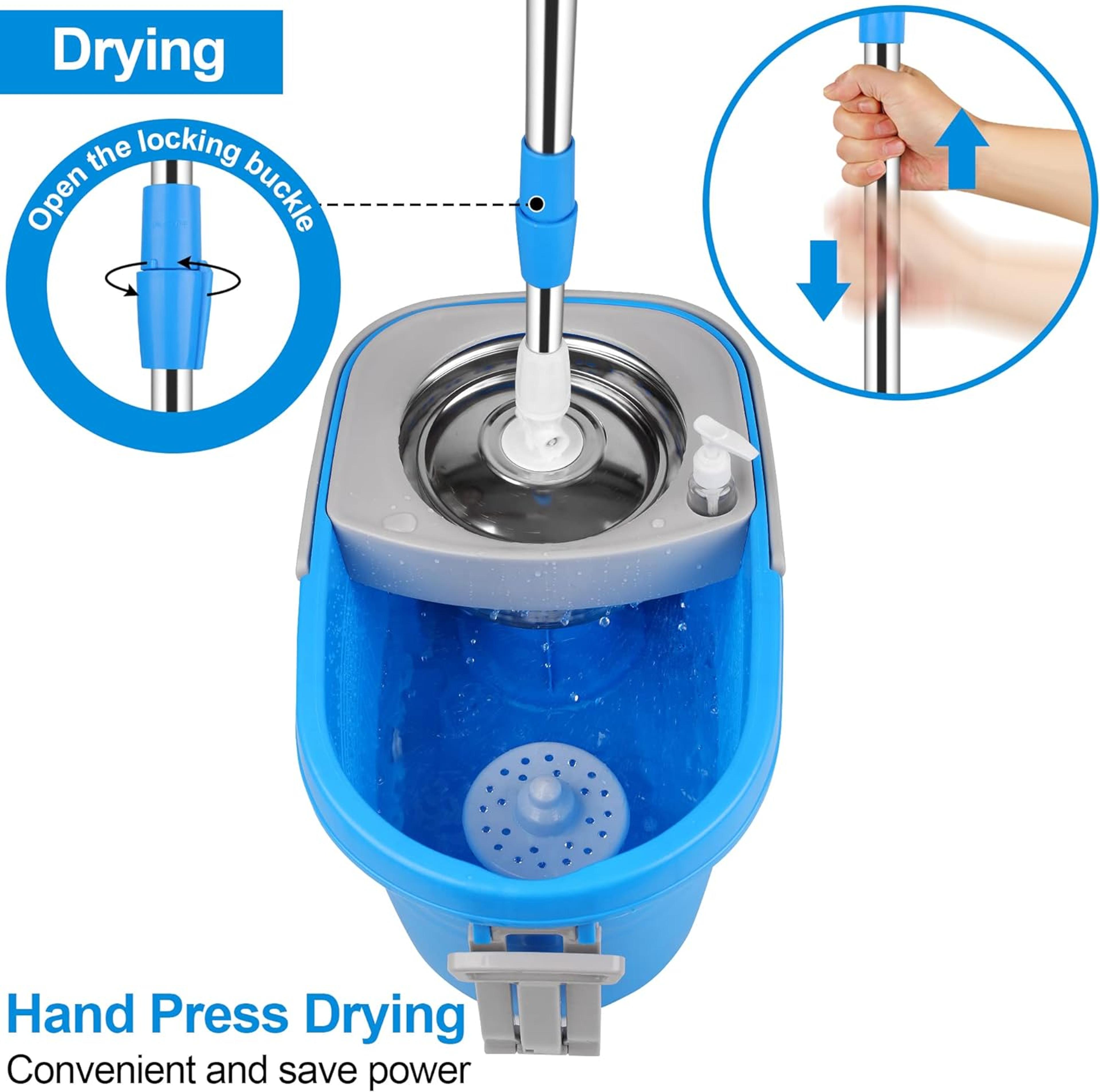 Blue Spin Mop Bucket Sets With 3 Microfiber Heads 61 Extended Handle Household Cleaning Tools 2