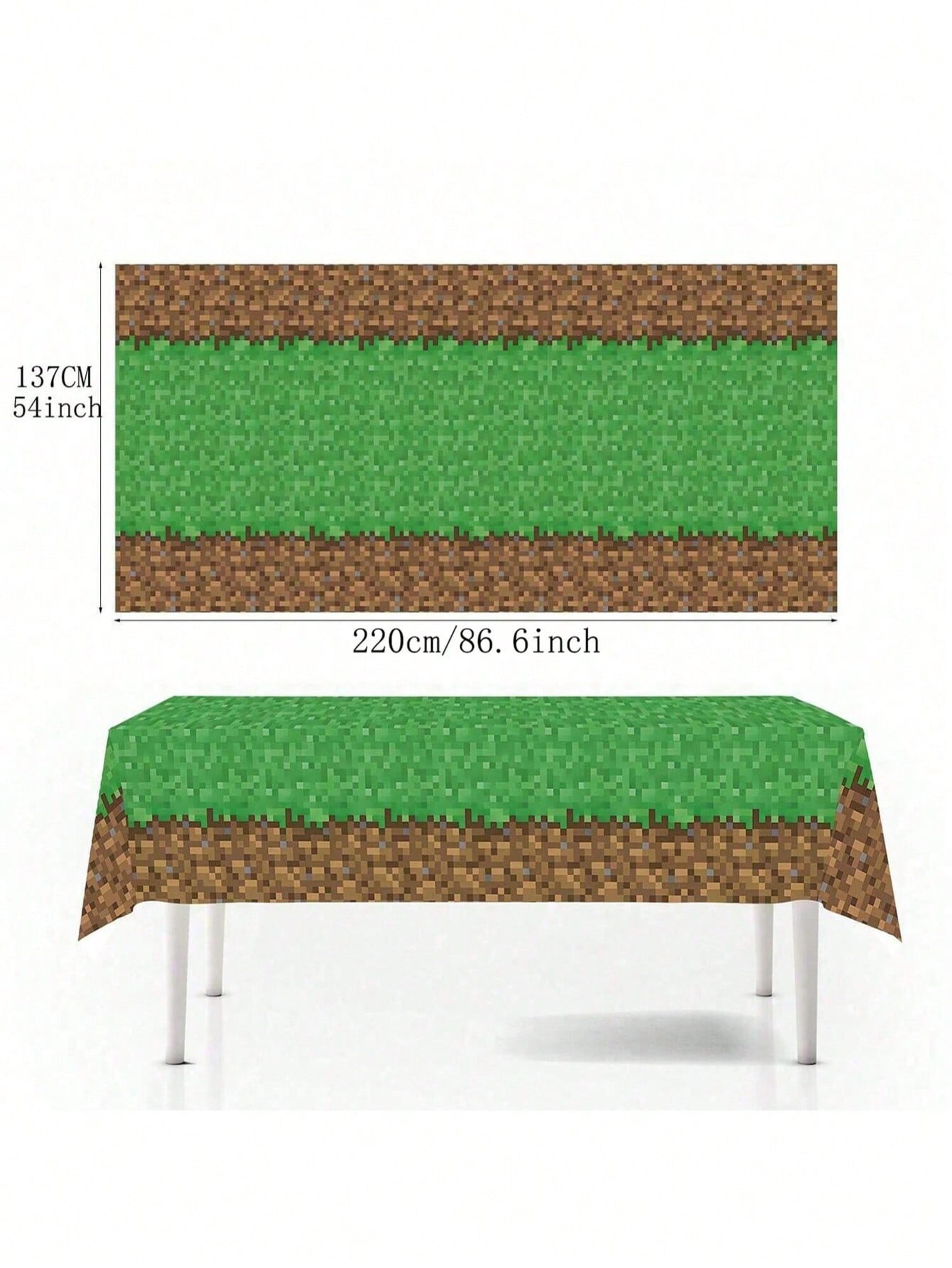 Waterproof Disposable Tablecloth PixelStyle Grass  Soil Pattern For Parties Oilproof Protection 1