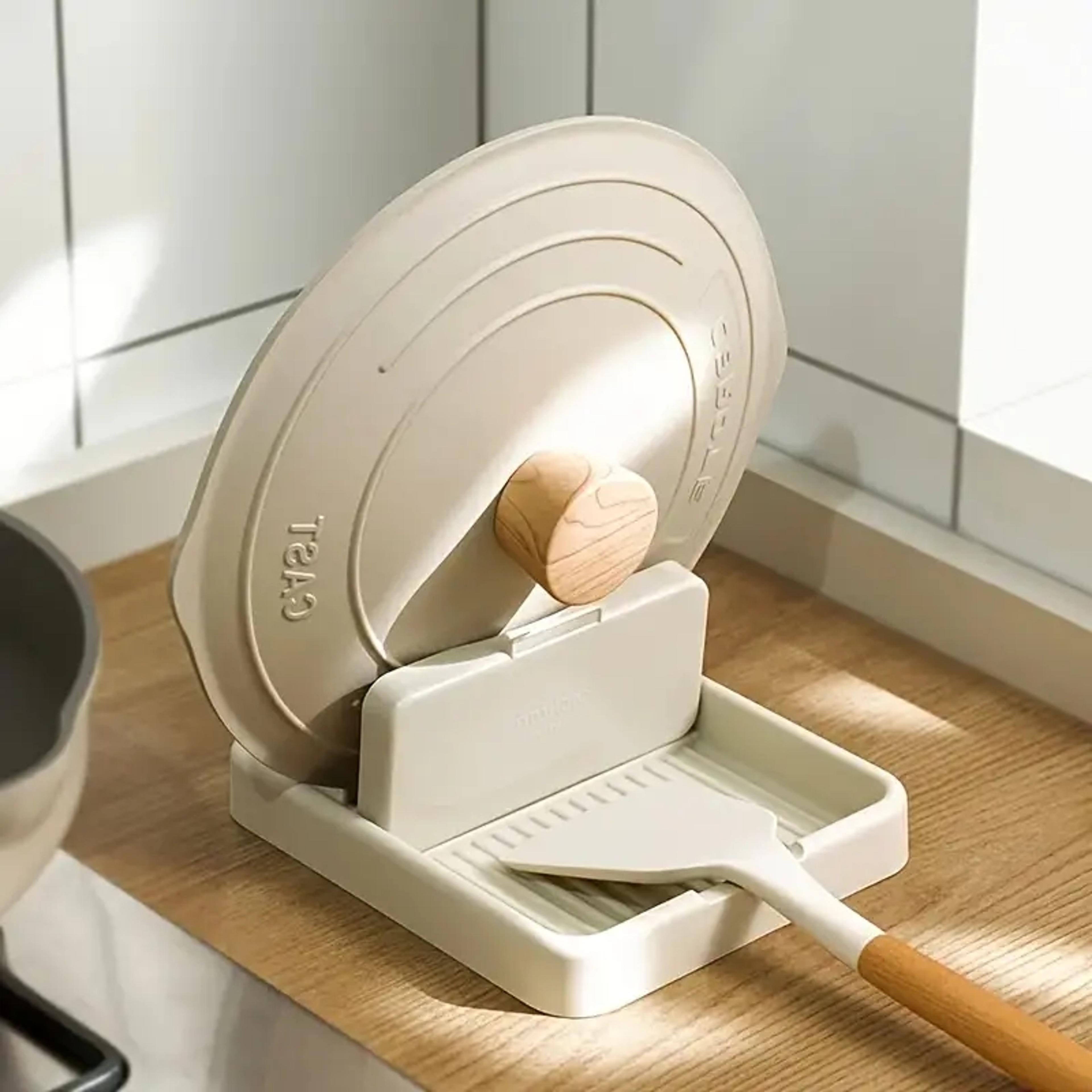 heat-resistant cooking utensils rack for spoons, foldable pot lid holder and spoon rest for stove top and countertop