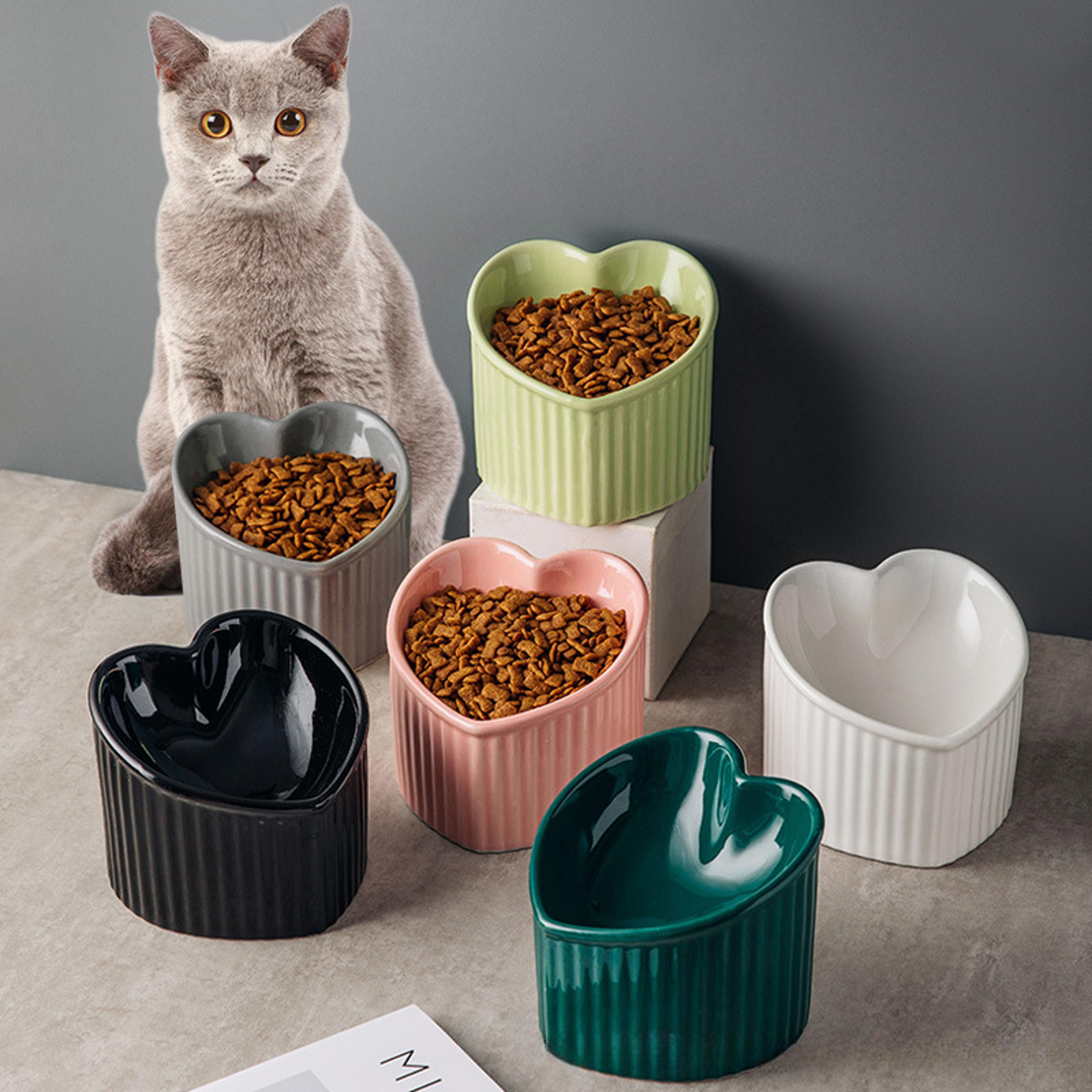 slanted elevated cat bowl ceramic tilted cat bowl with anti tip stand