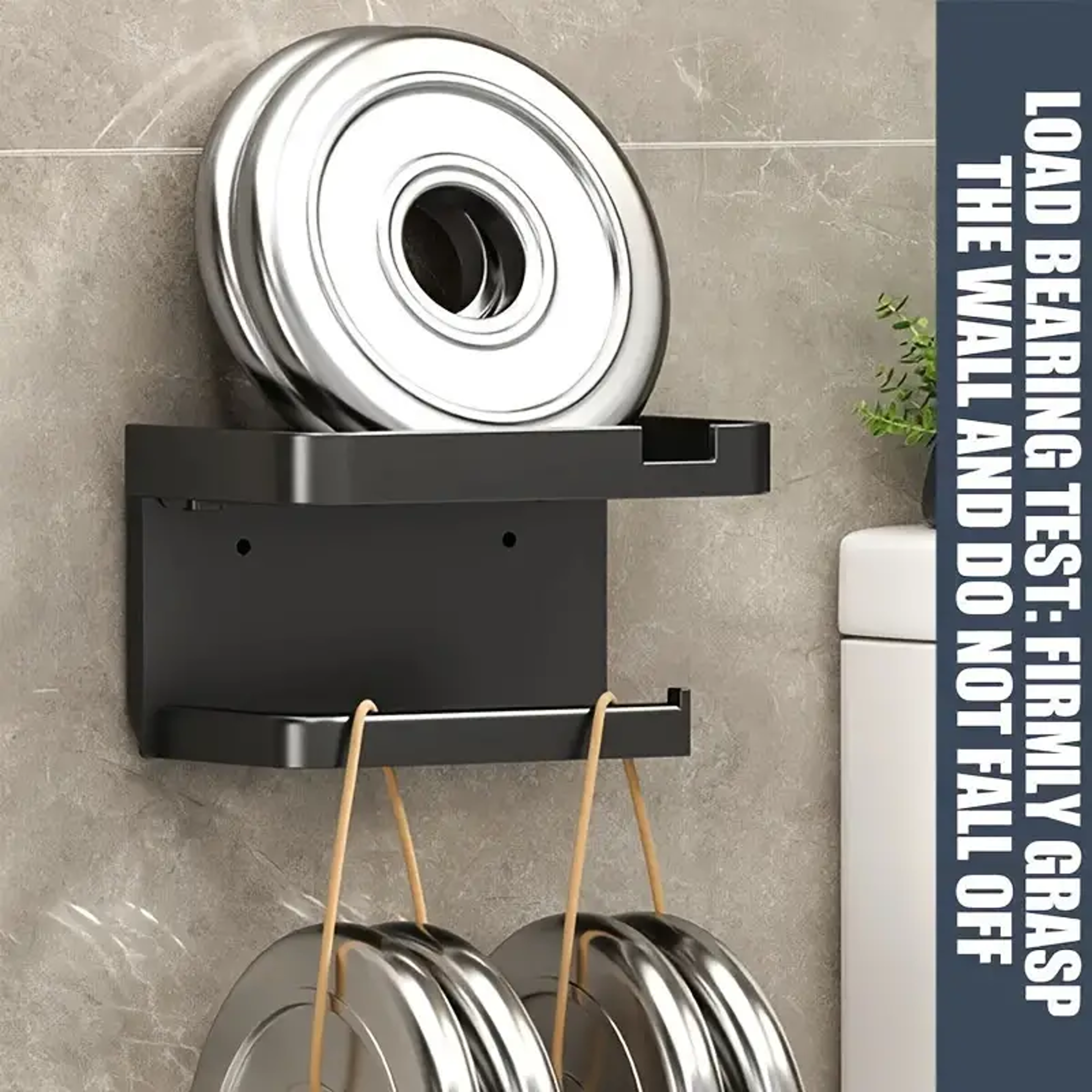 WallMounted Toilet Paper Holder With Phone Shelf No Drill Polypropylene Bathroom Organizer 3