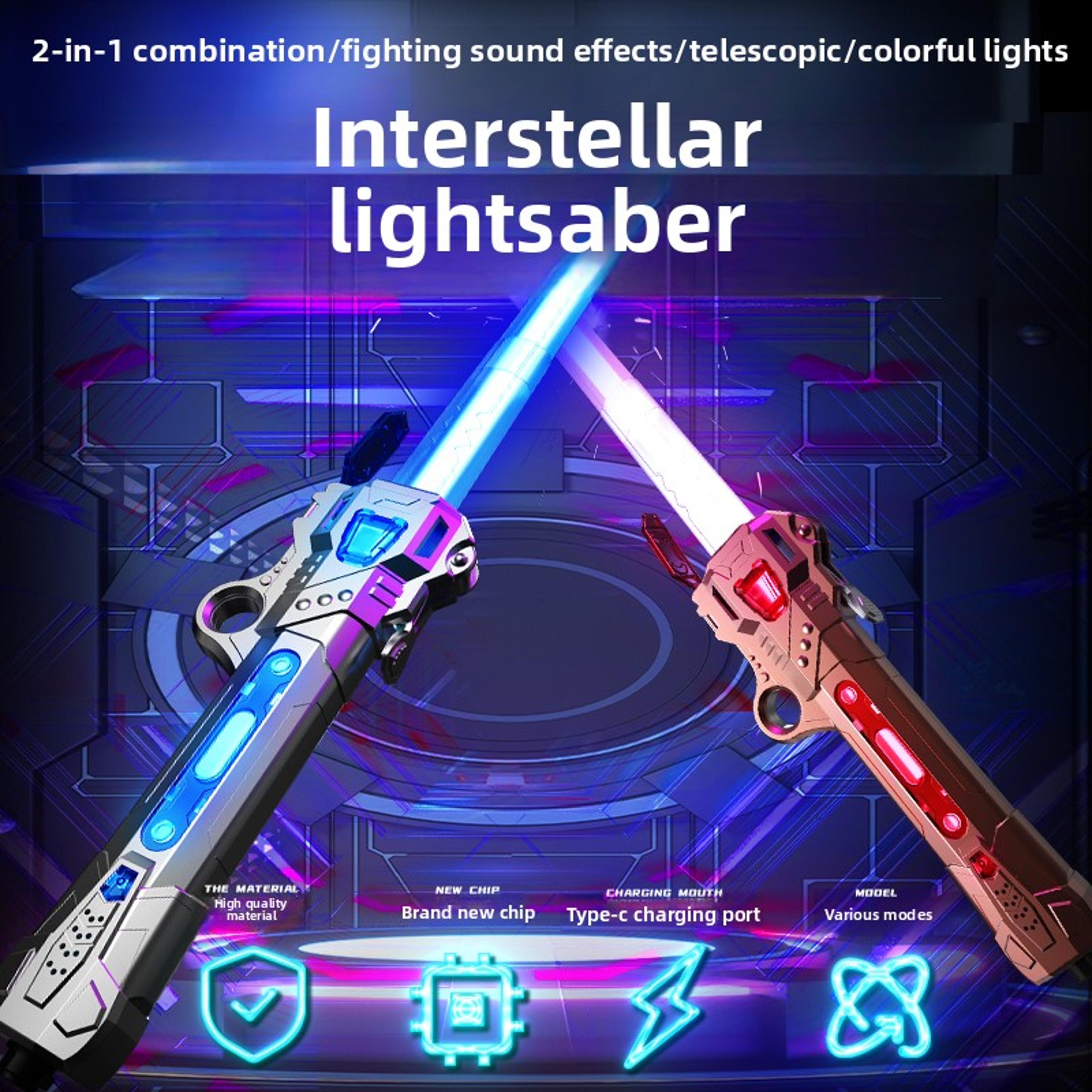 colorful glowing sword toy with music & 2-in-1 rotating light for kids