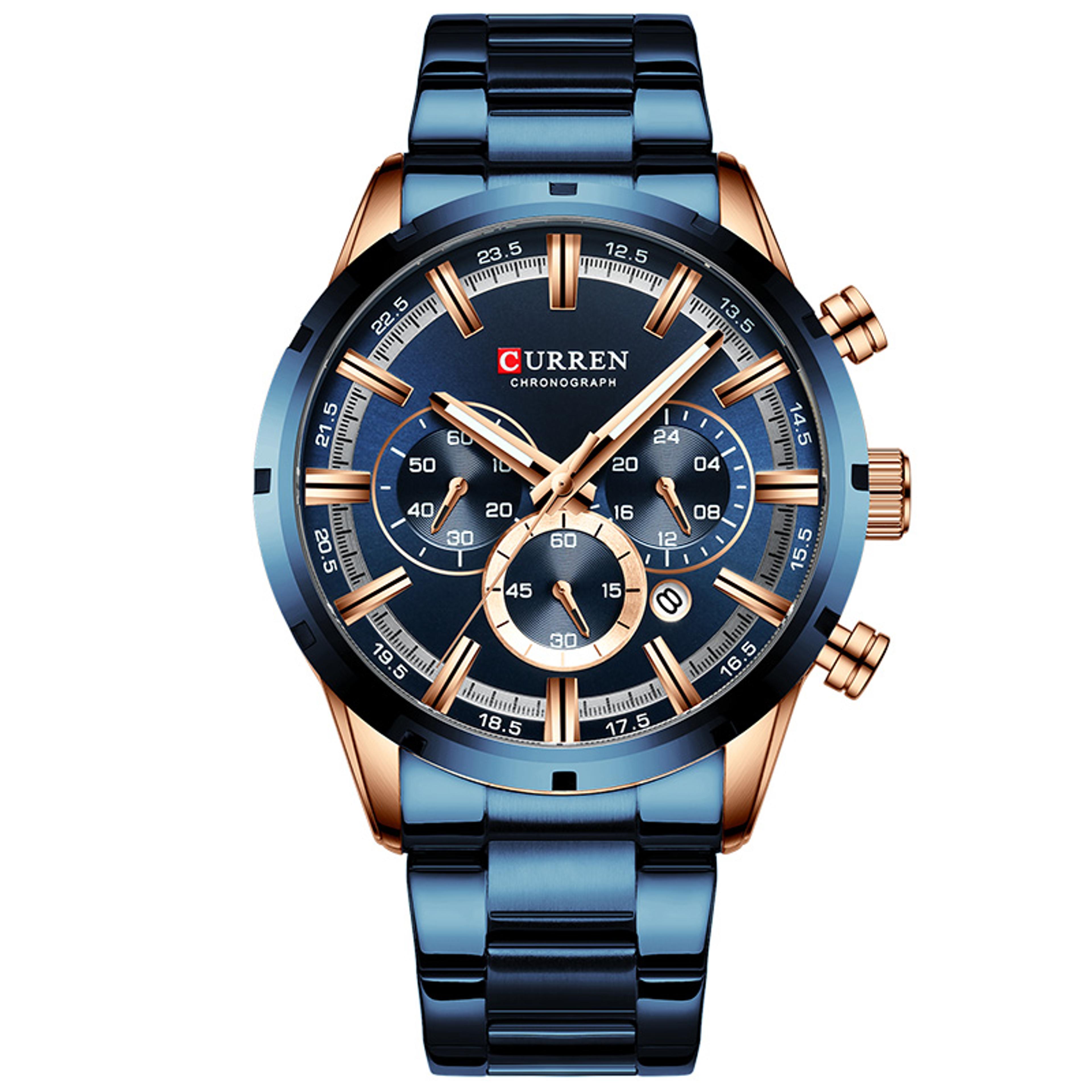 Luxury Mens Waterproof Chronograph Watch Full Steel Quartz Sports Wristwatch 4