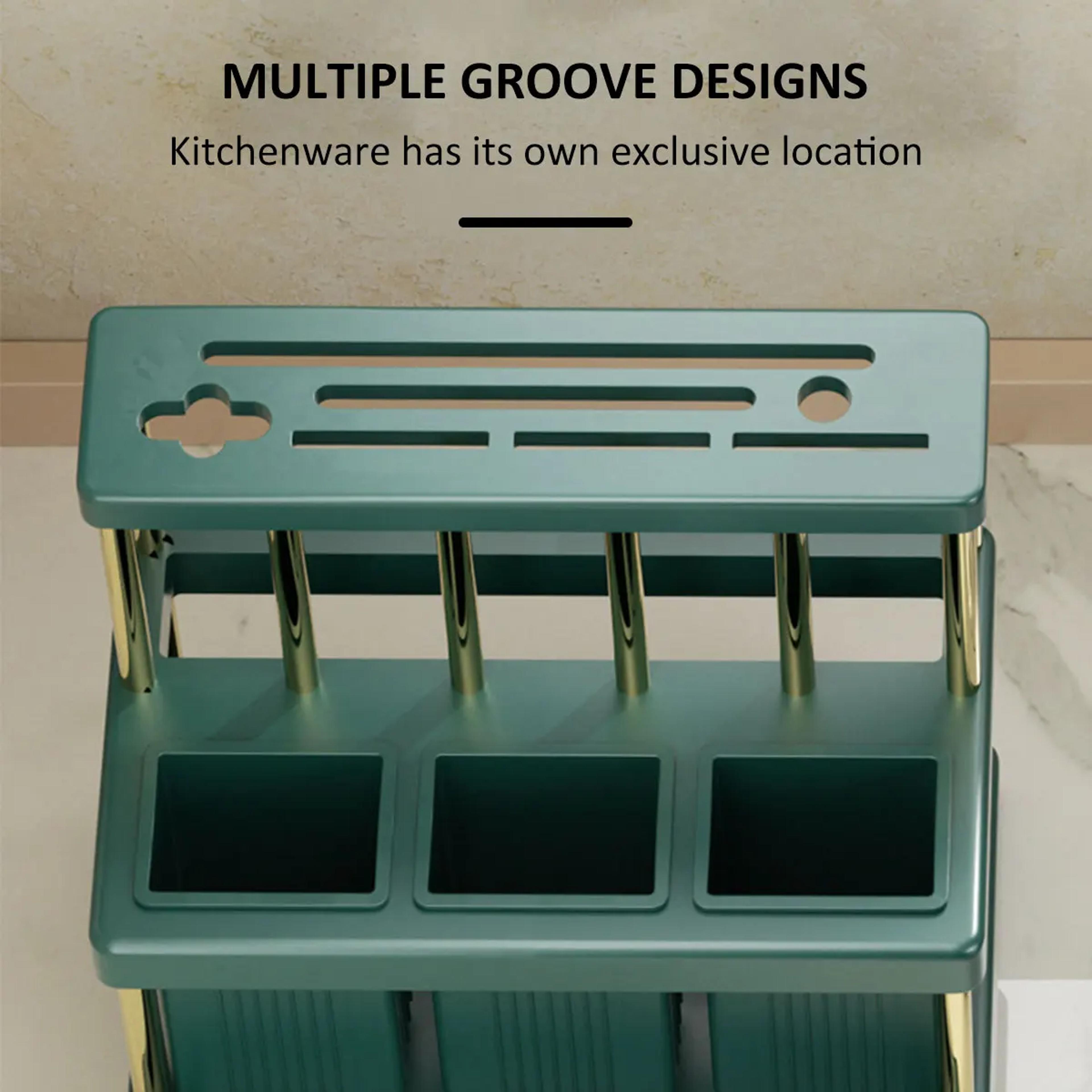 SpaceSaving MultiFunction Kitchen Knife Holder  Cutlery Drainer Rack PP Utensil Organizer 4