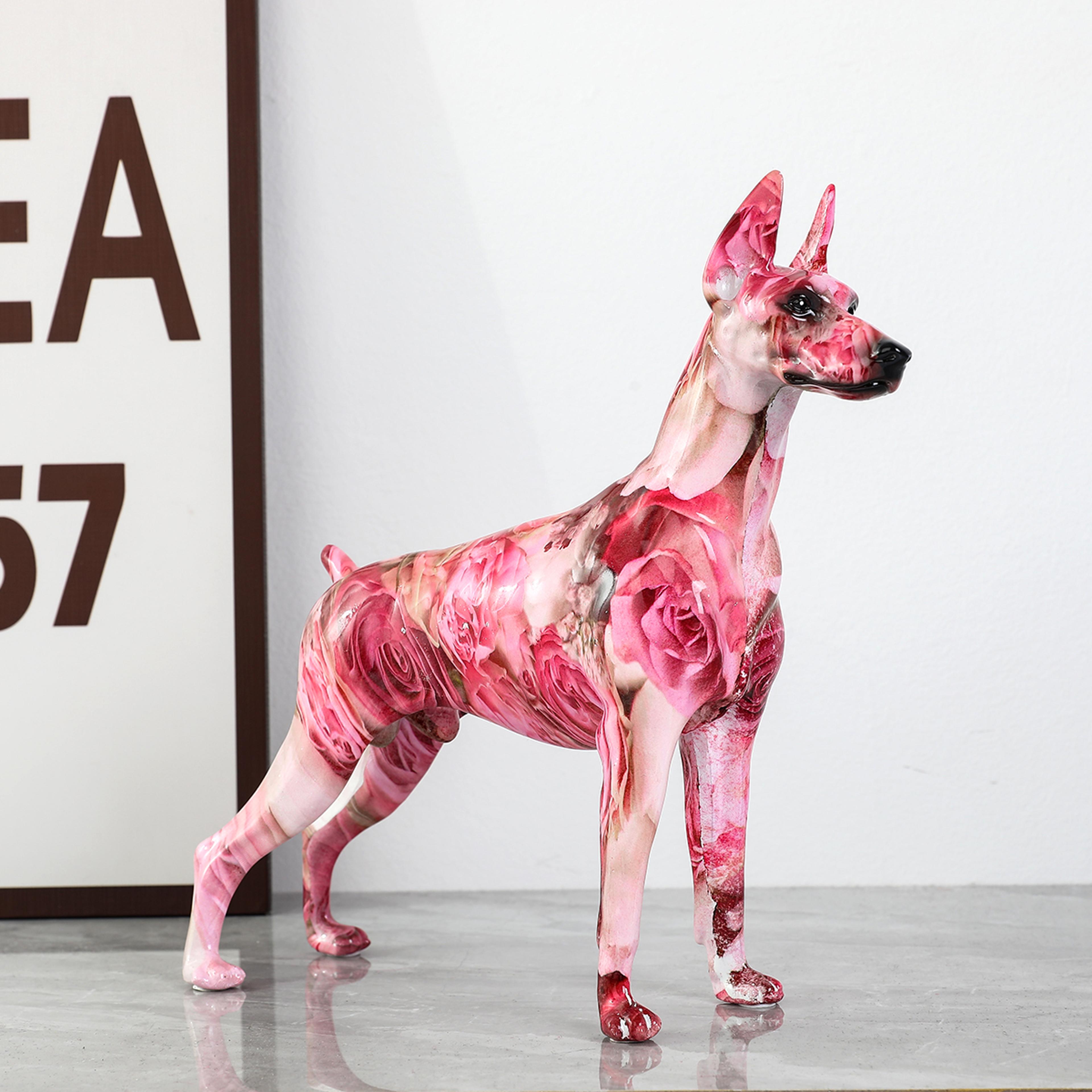 Creative Painted Graffiti Doberman Dog Statue Unique Home Entrance And Office Decor Resin Craft For 3