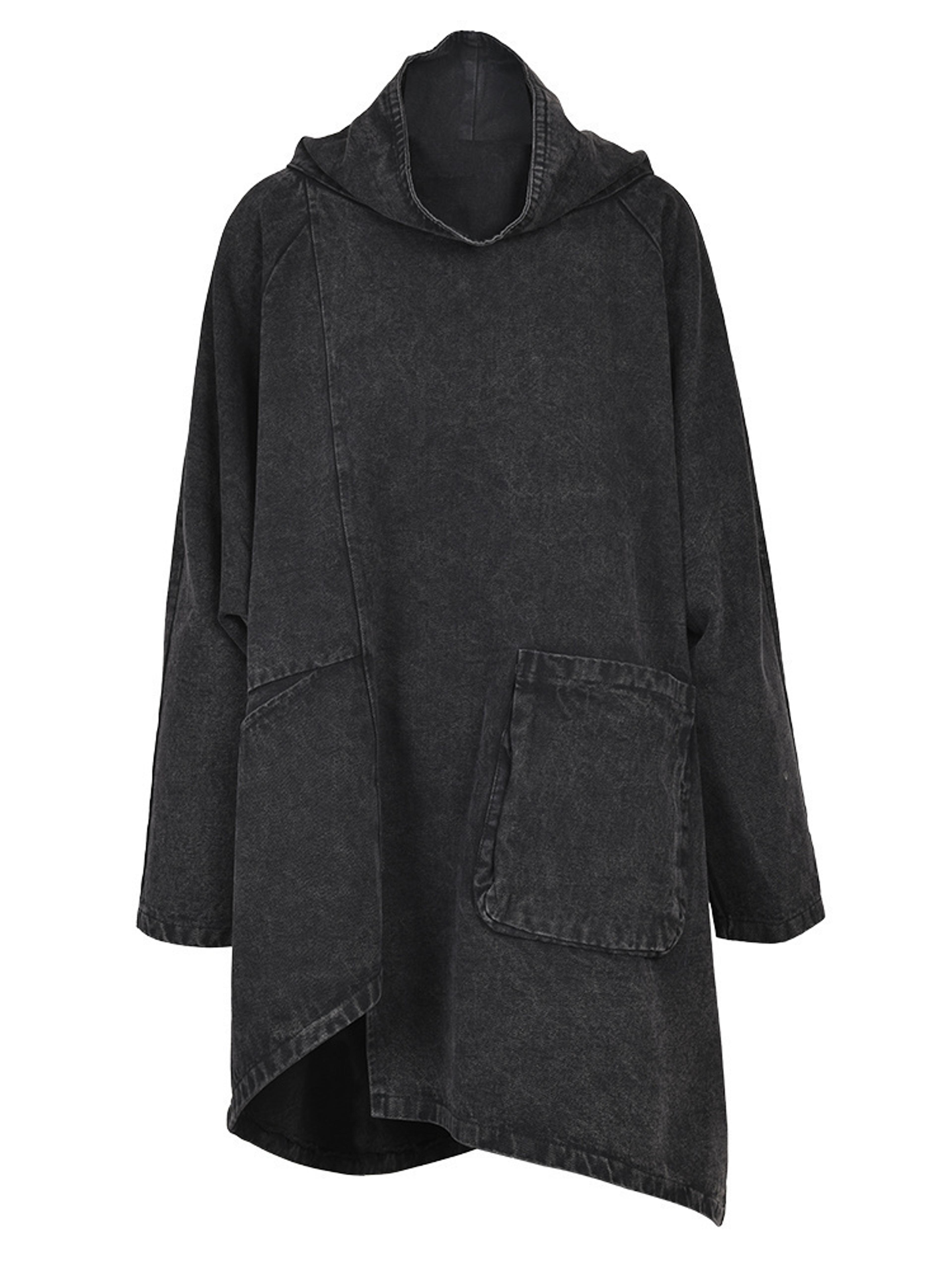 Loose Fit Black Denim High Collar Sweatshirt For Women Spring  Autumn Fashion Plus Size 3
