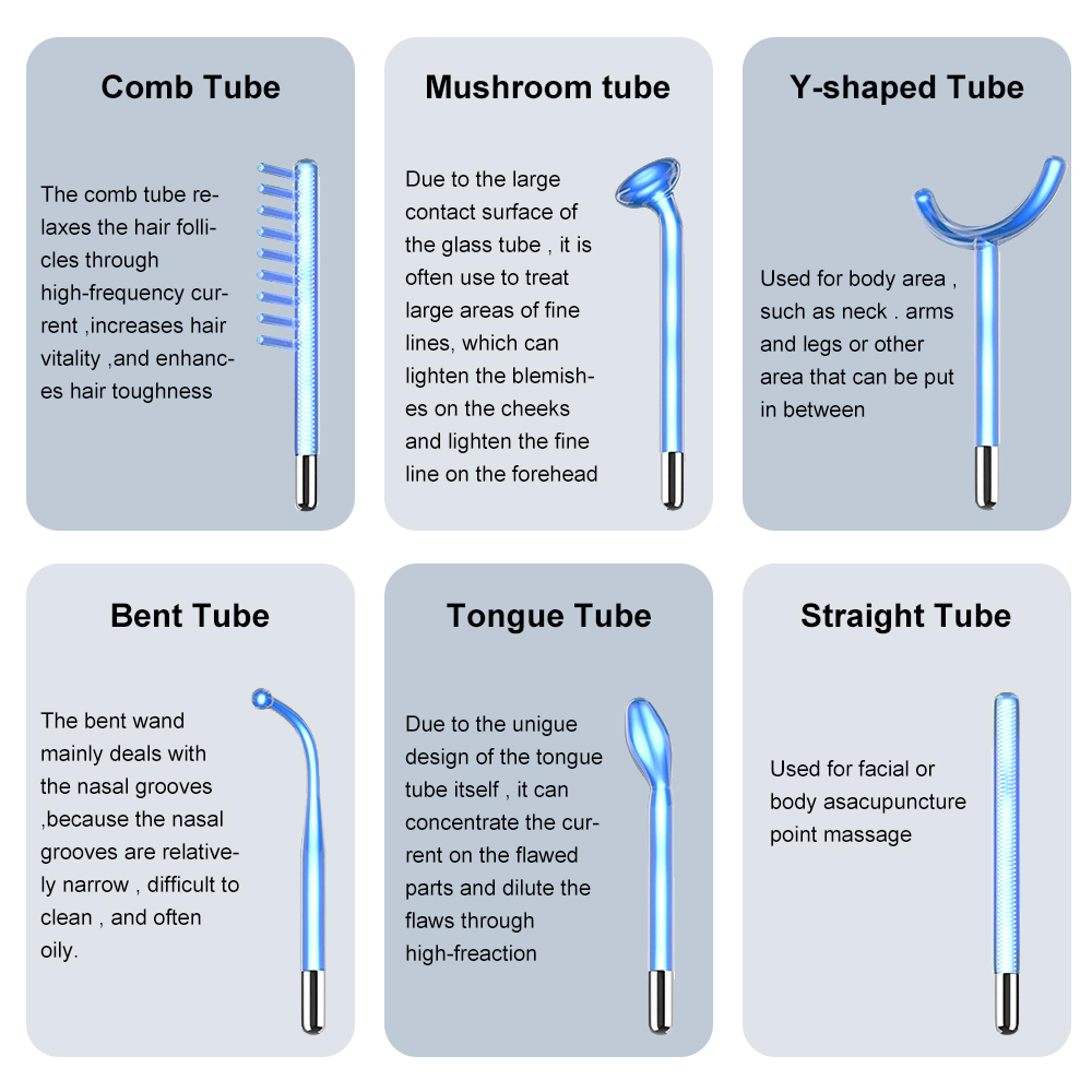 High Frequency Electrode Wand For Acne Treatment  Skin Care Glass Tube Electrotherapy Facial Therap 3