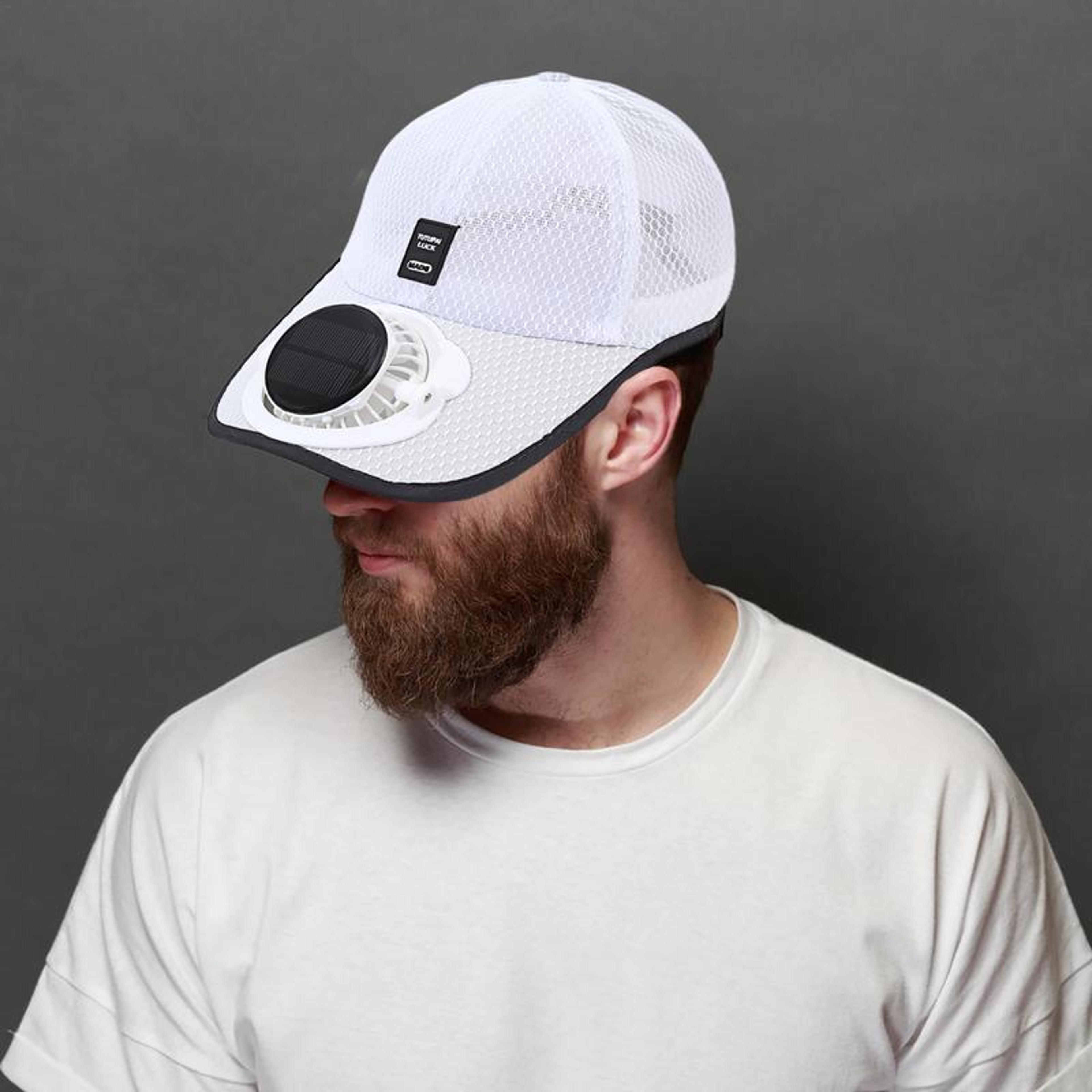 solar-powered fan hat for men & women, breathable mesh sun protection, duck tongue beach hat