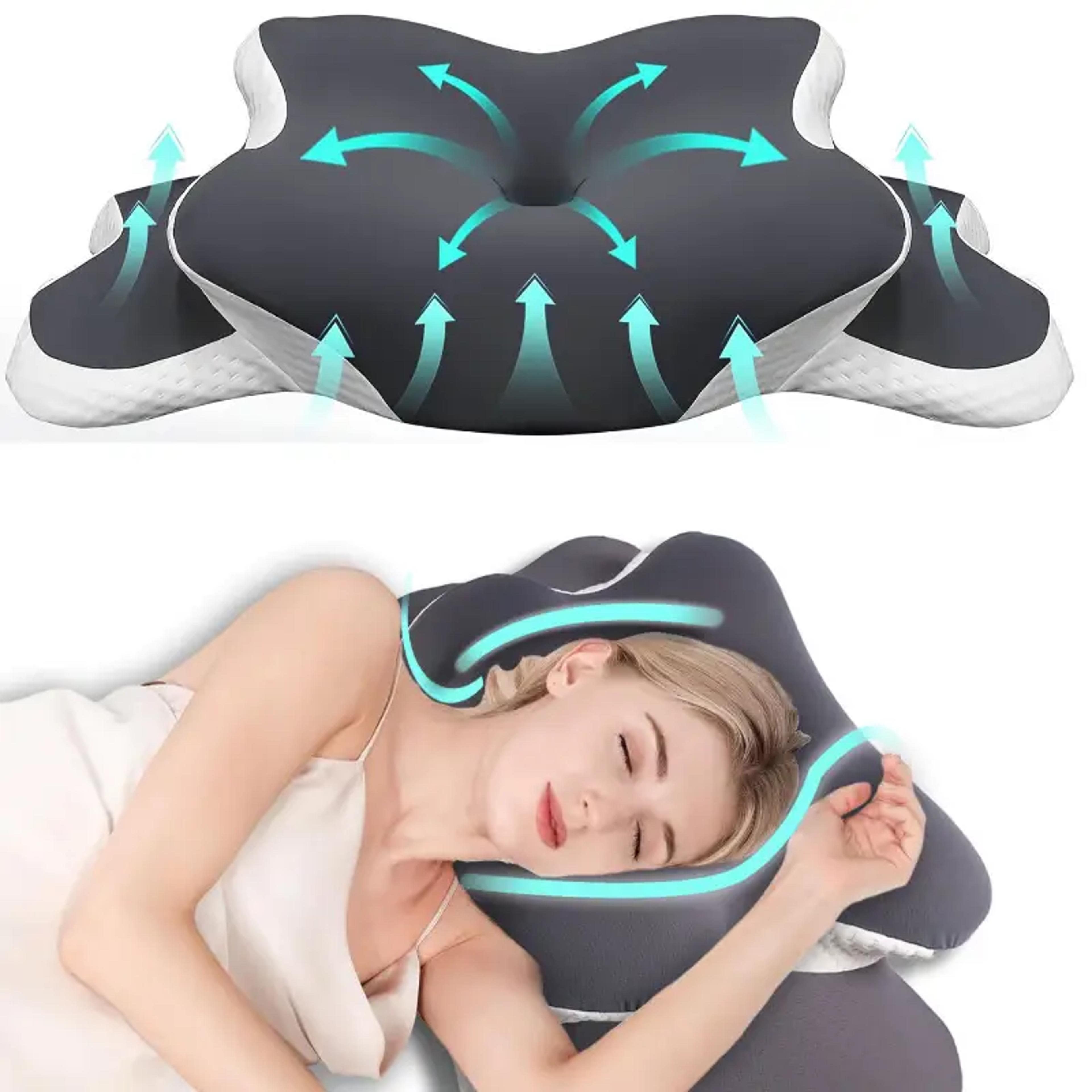 ergonomic memory foam neck pillow, adjustable c-shaped support