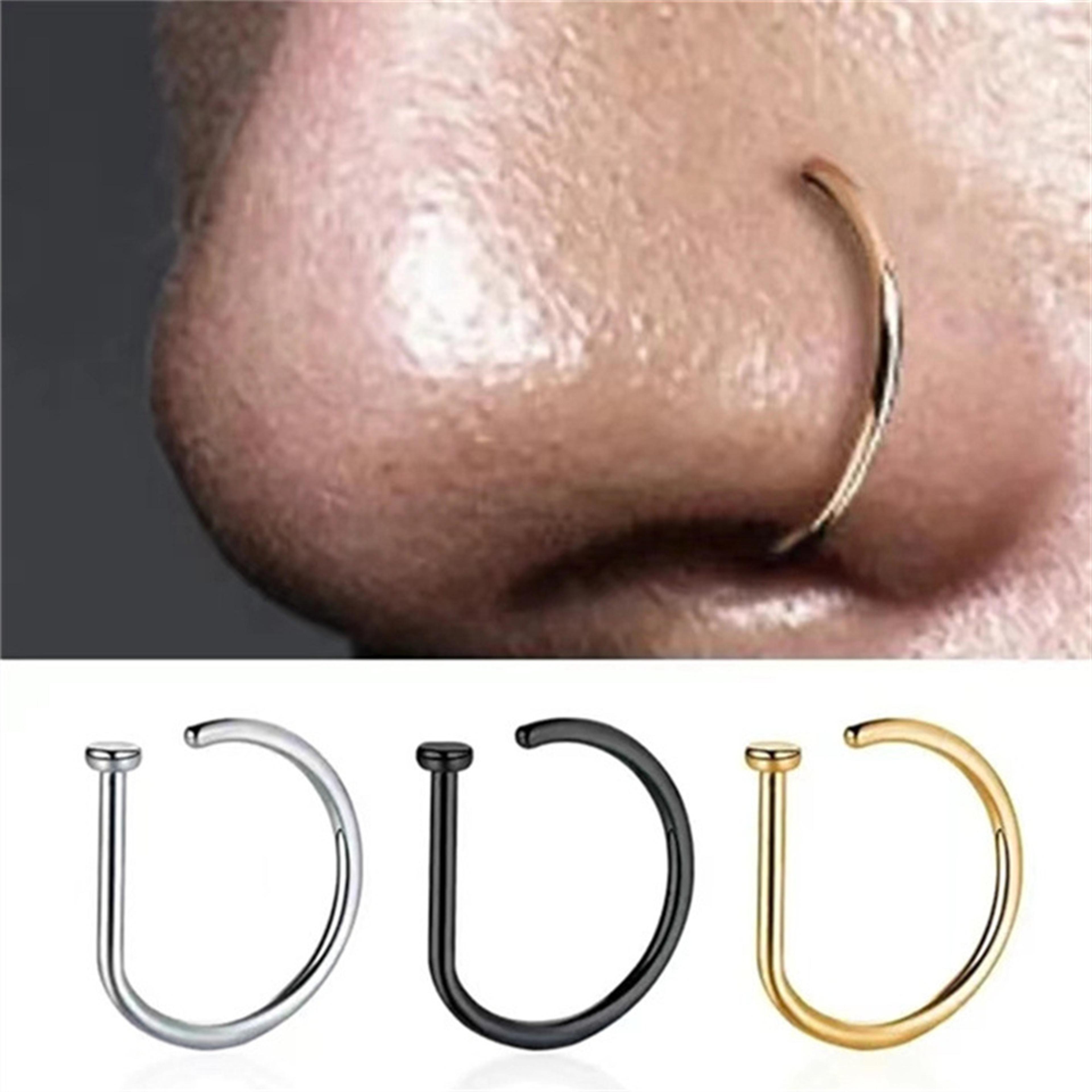 unisex fake nose ring set non piercing nose ring stainless steel clip on septum jewelry