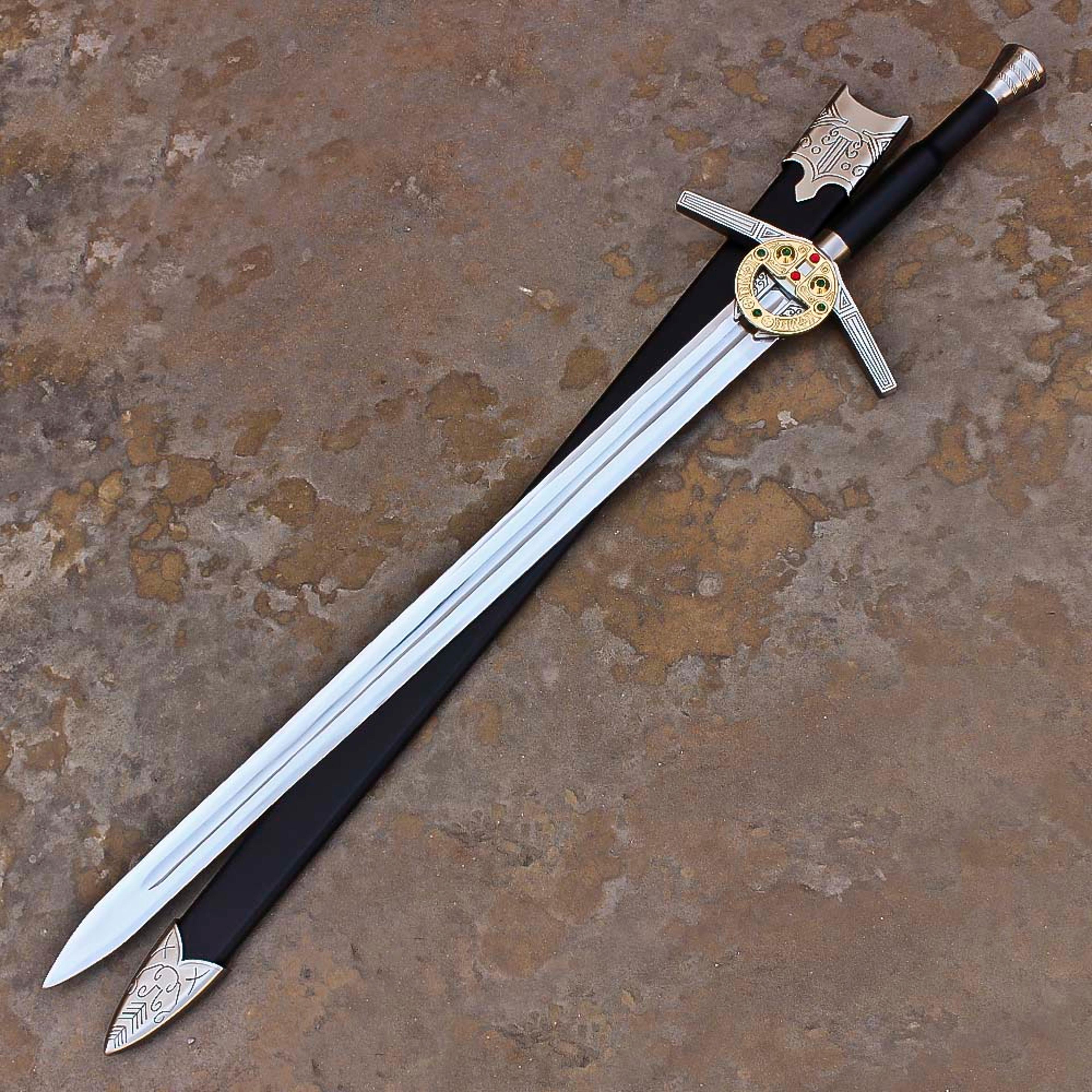 netflix witcher steel geralt silver sword monster slayer replica with engraving