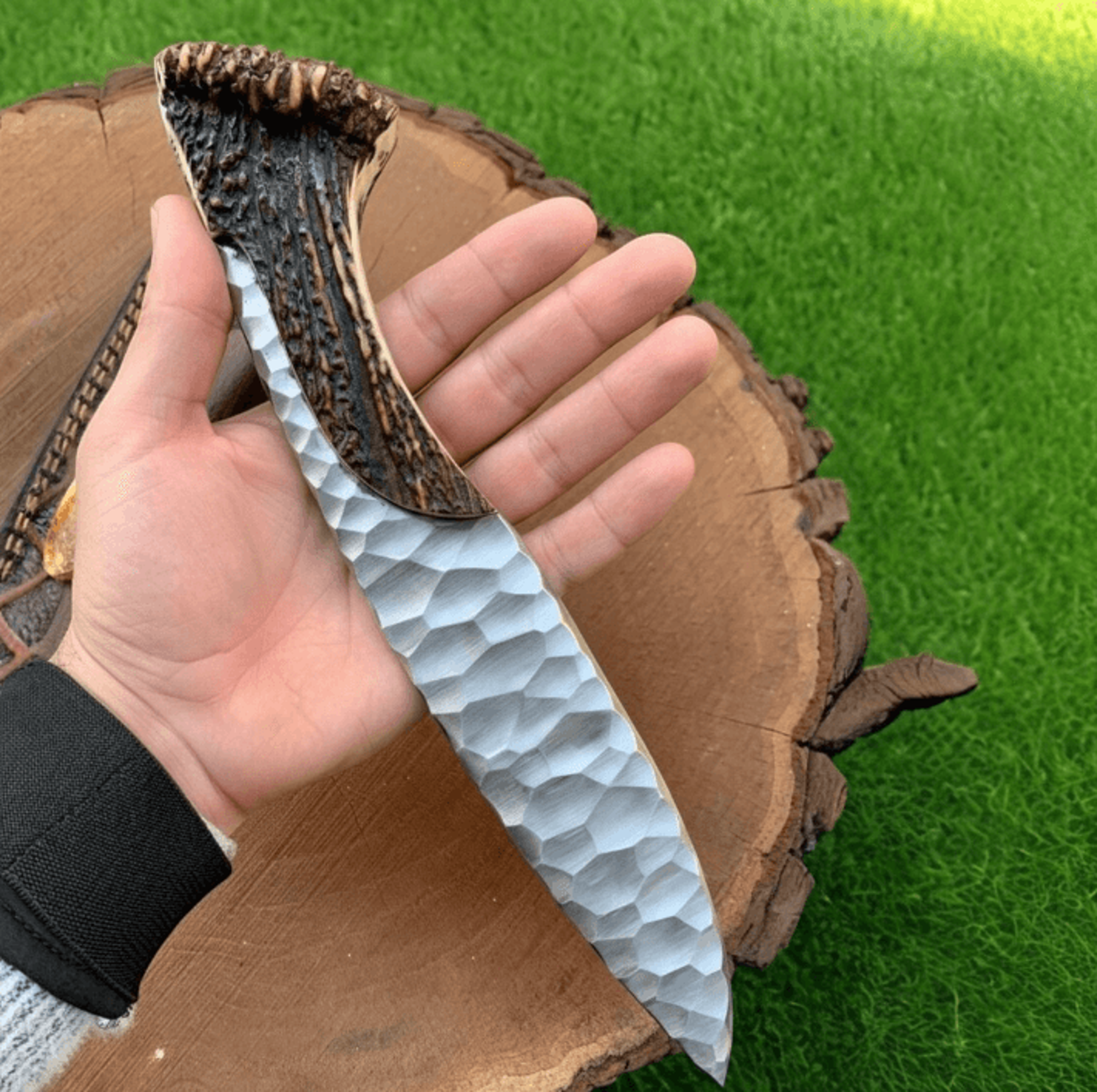 buynow full tang deer antler outdoor knife