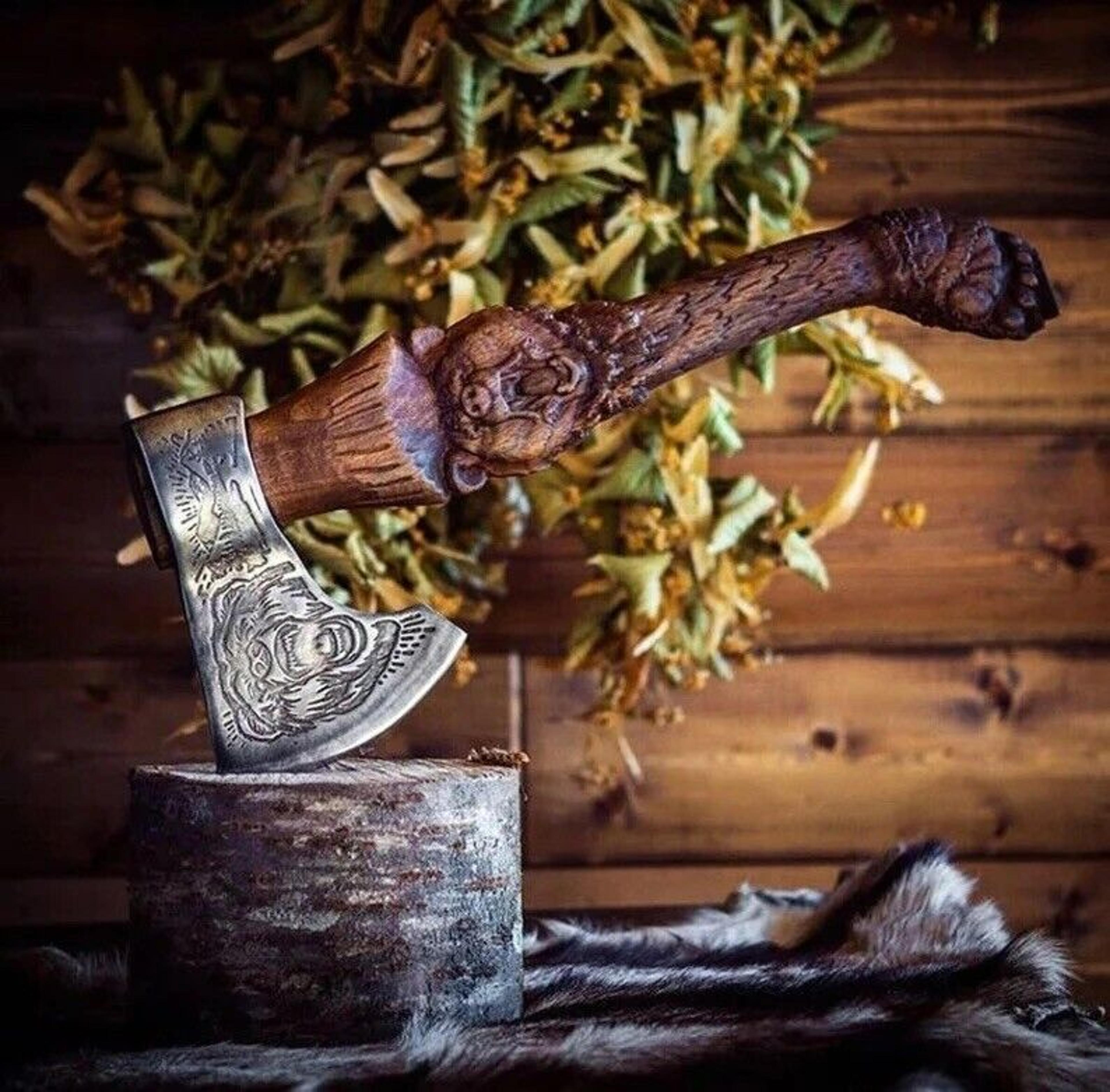handmade hand forged axe bear,viking axe viking hatchet bearded axe, battle axe