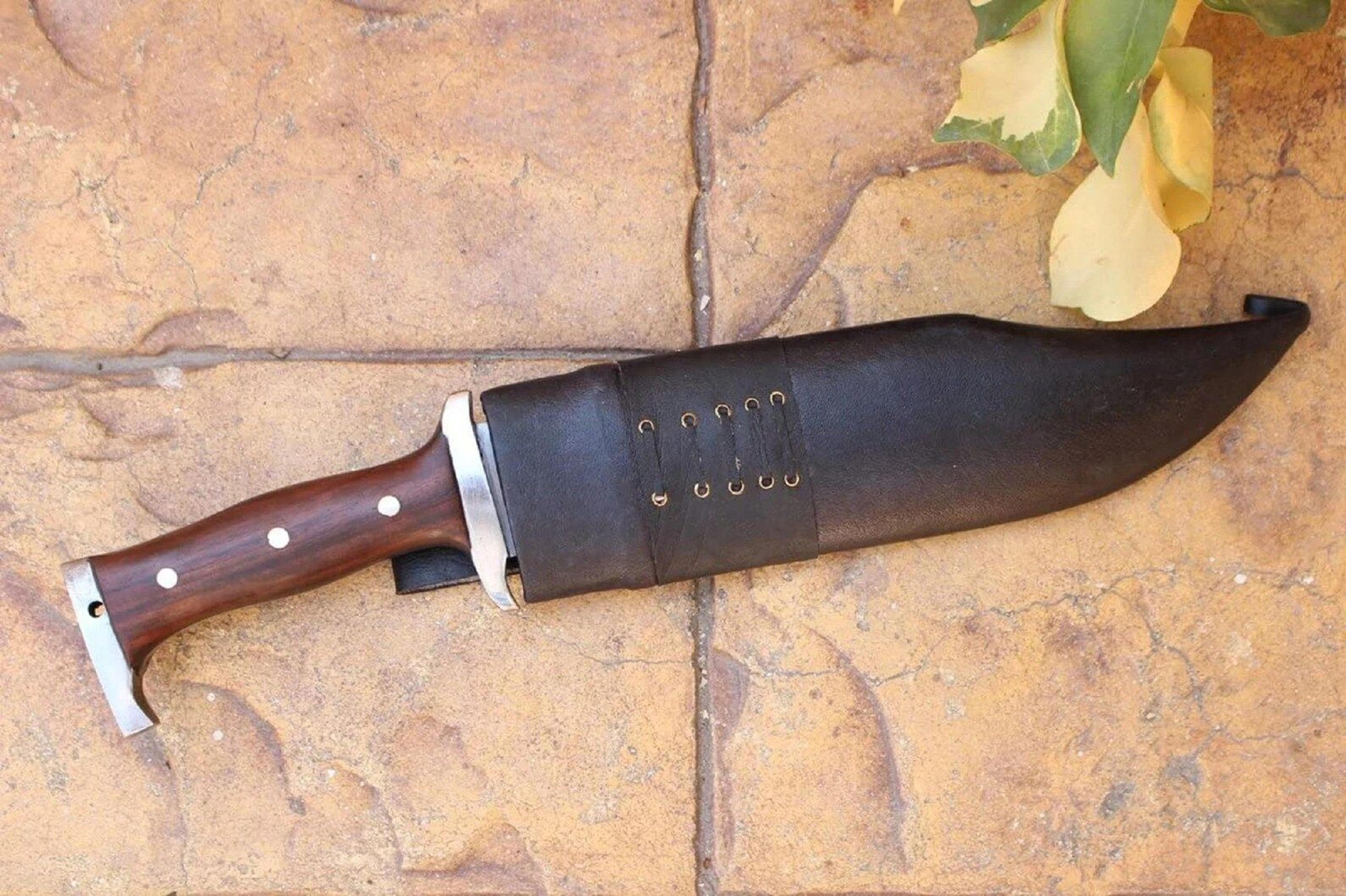 HighQuality Handmade 11Inch Bowie Knife Machete With Rosewood Handle And Carbon Steel Blade 0