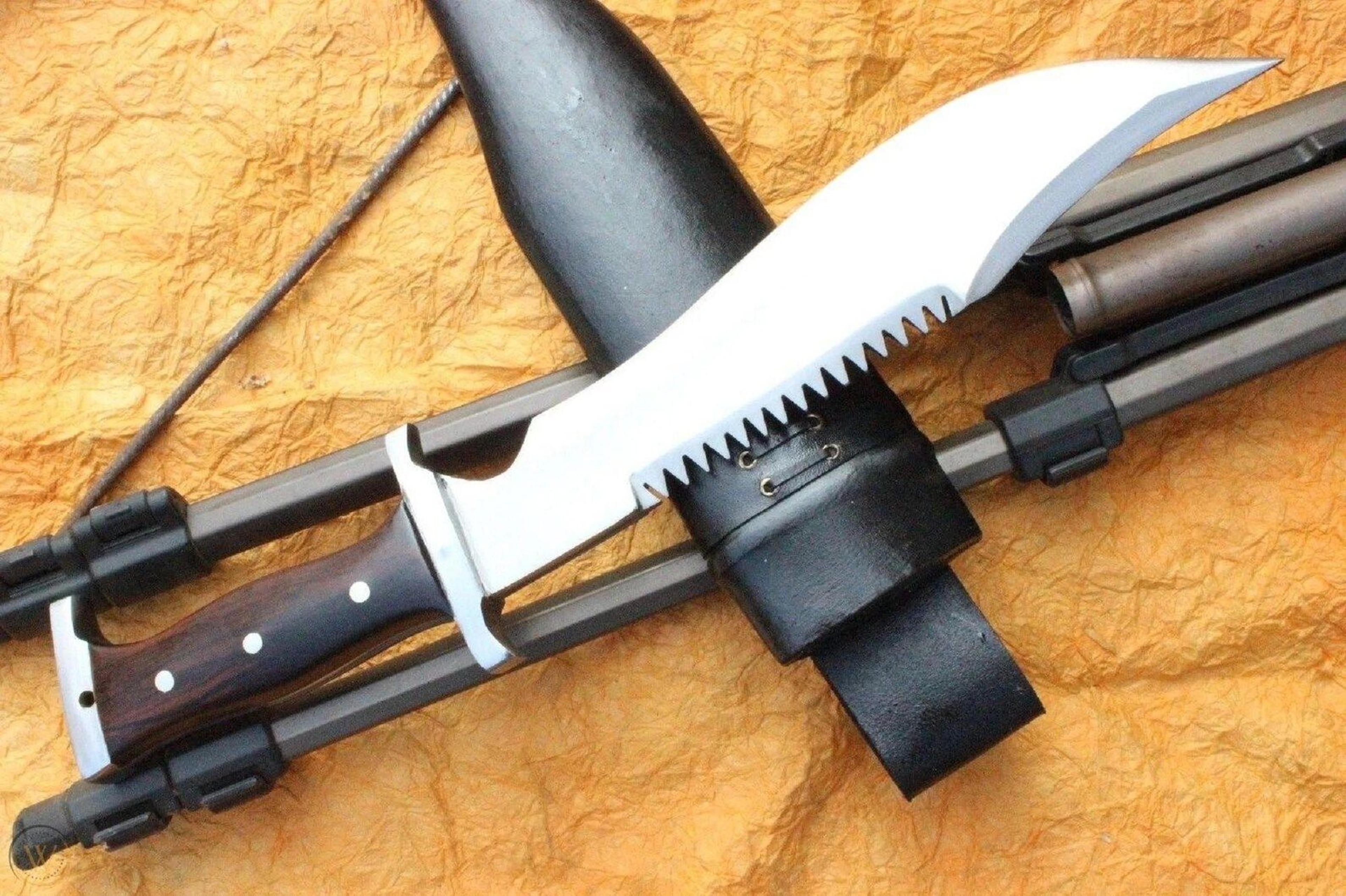 HighQuality Handmade 11Inch Bowie Knife Machete With Rosewood Handle And Carbon Steel Blade 9
